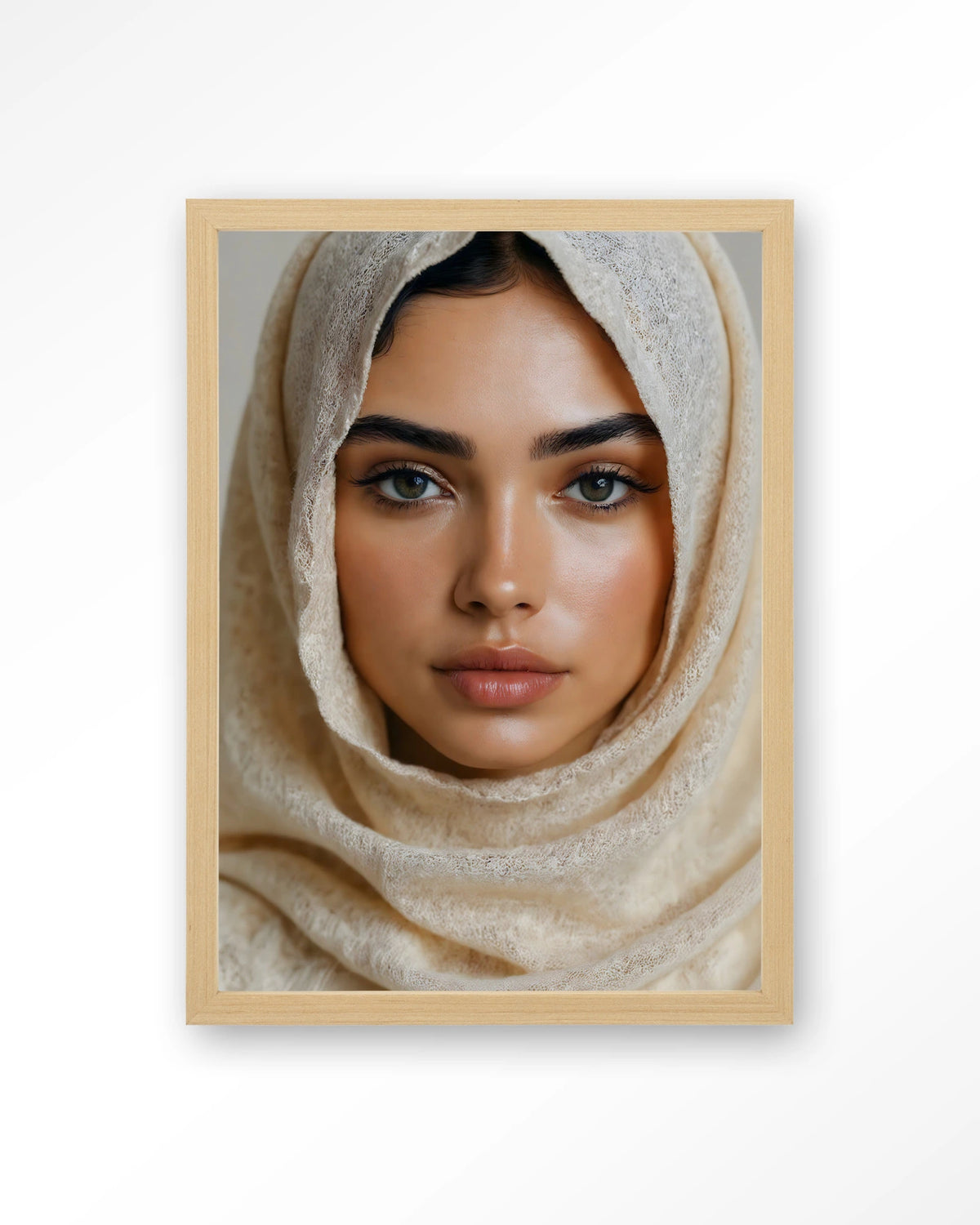 Sahara – vrouw met hoofddoek – Art print – Hout naturel