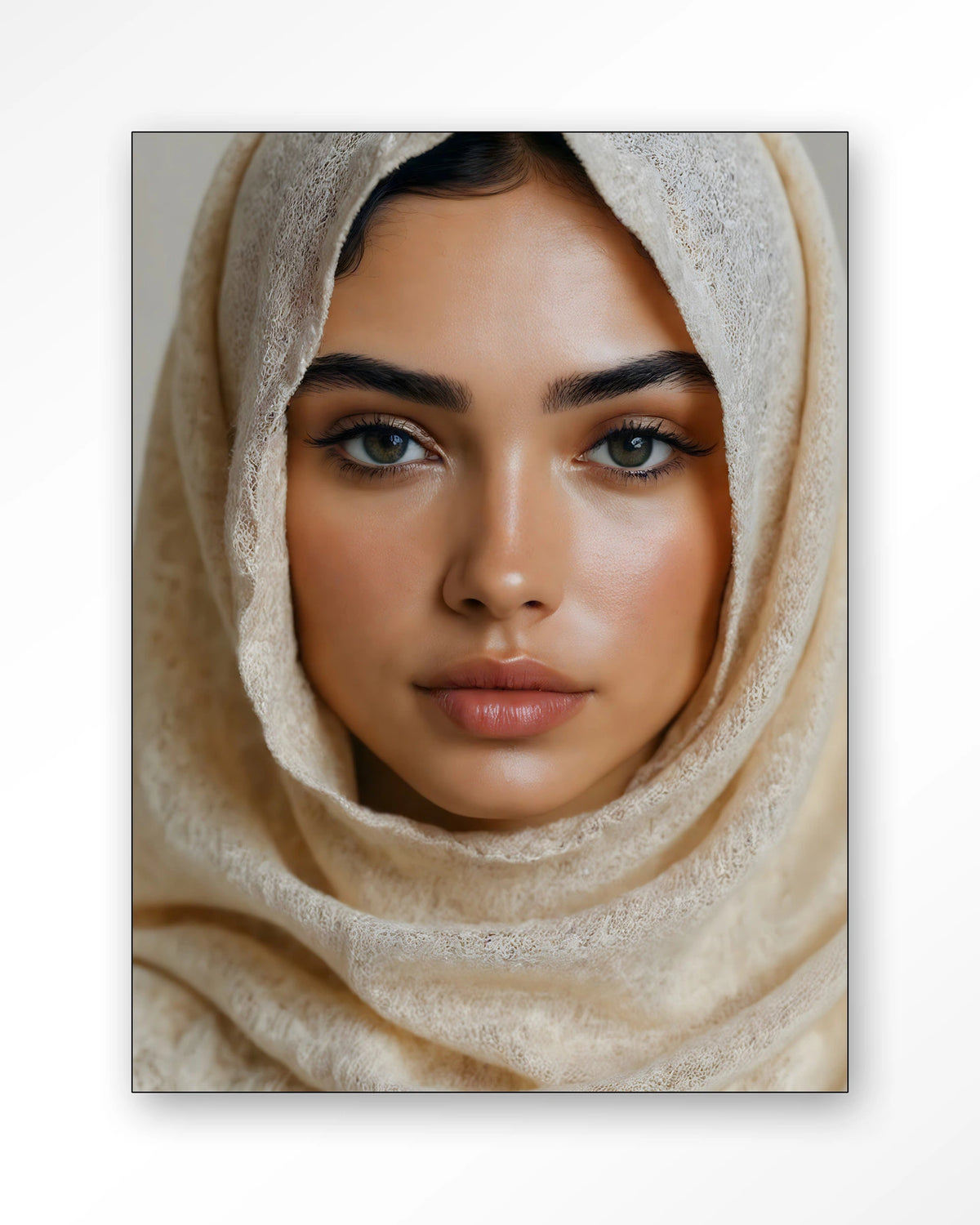 Sahara – vrouw met hoofddoek – Wandkleed – Frame – zwart