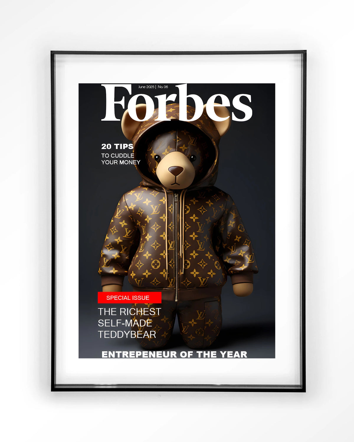 Selfmade Teddybear – teddybeer op Forbes-cover – Art print – Acryl zwart