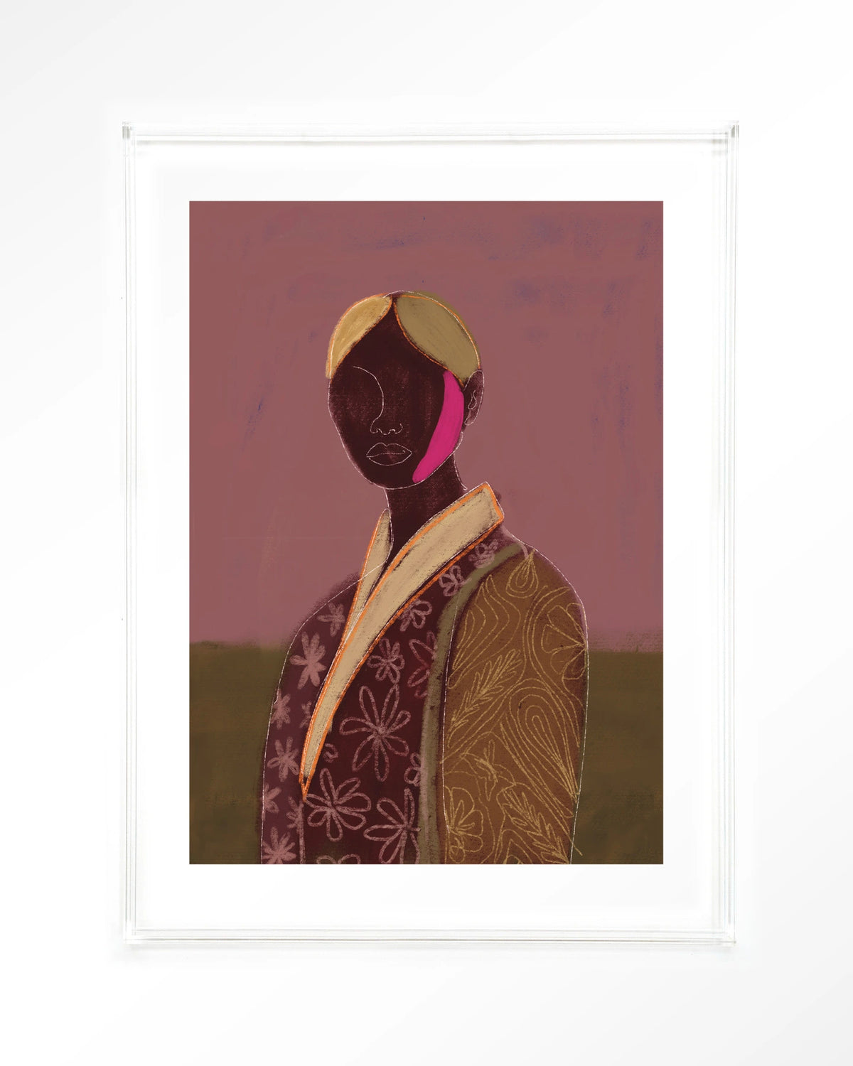 Silhouette Lady 10 – figuur met bloemenjas, abstract portret – Art print – Acryl doorzichtig