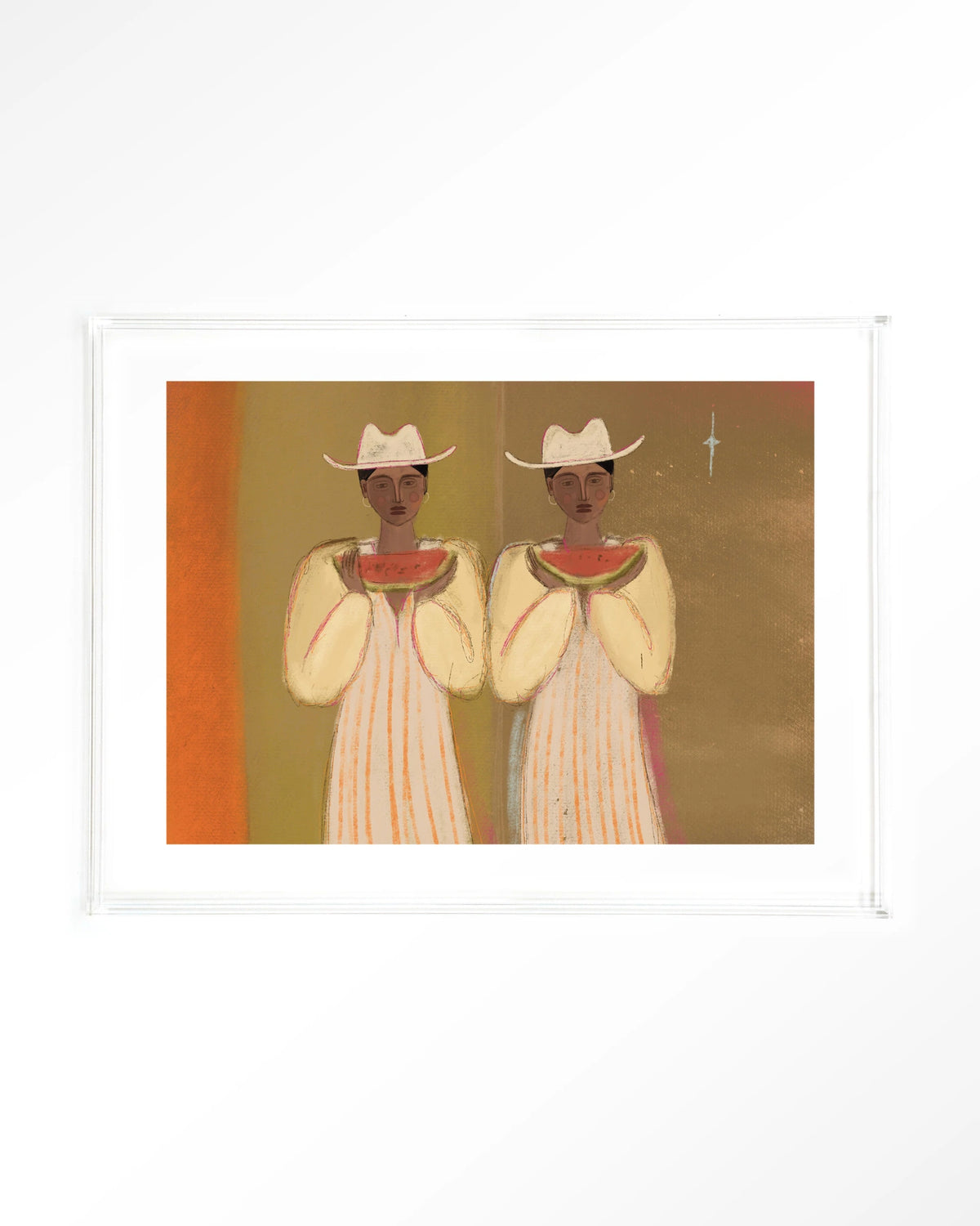 Watermelon Girl – twee vrouwen met watermeloen – Art print – Acryl doorzichtig