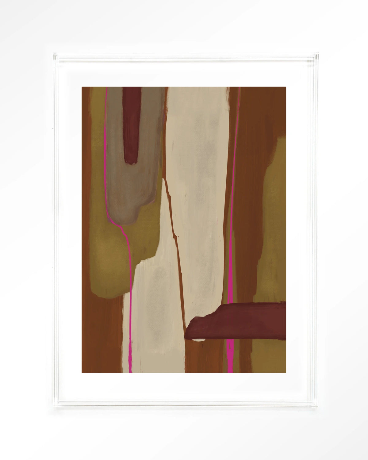 Zafra – abstract in oker en bordeaux – Art print – Acryl doorzichtig