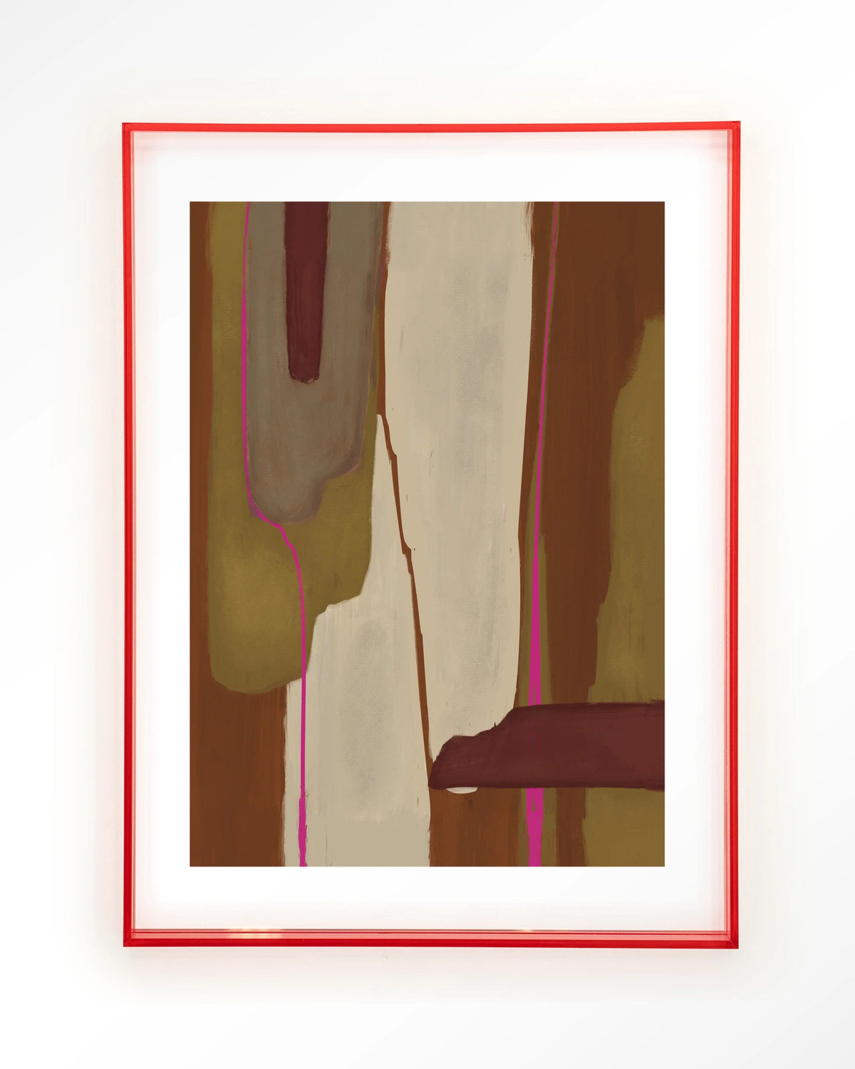 Zafra – abstract in oker en bordeaux – Art print – Acryl roze