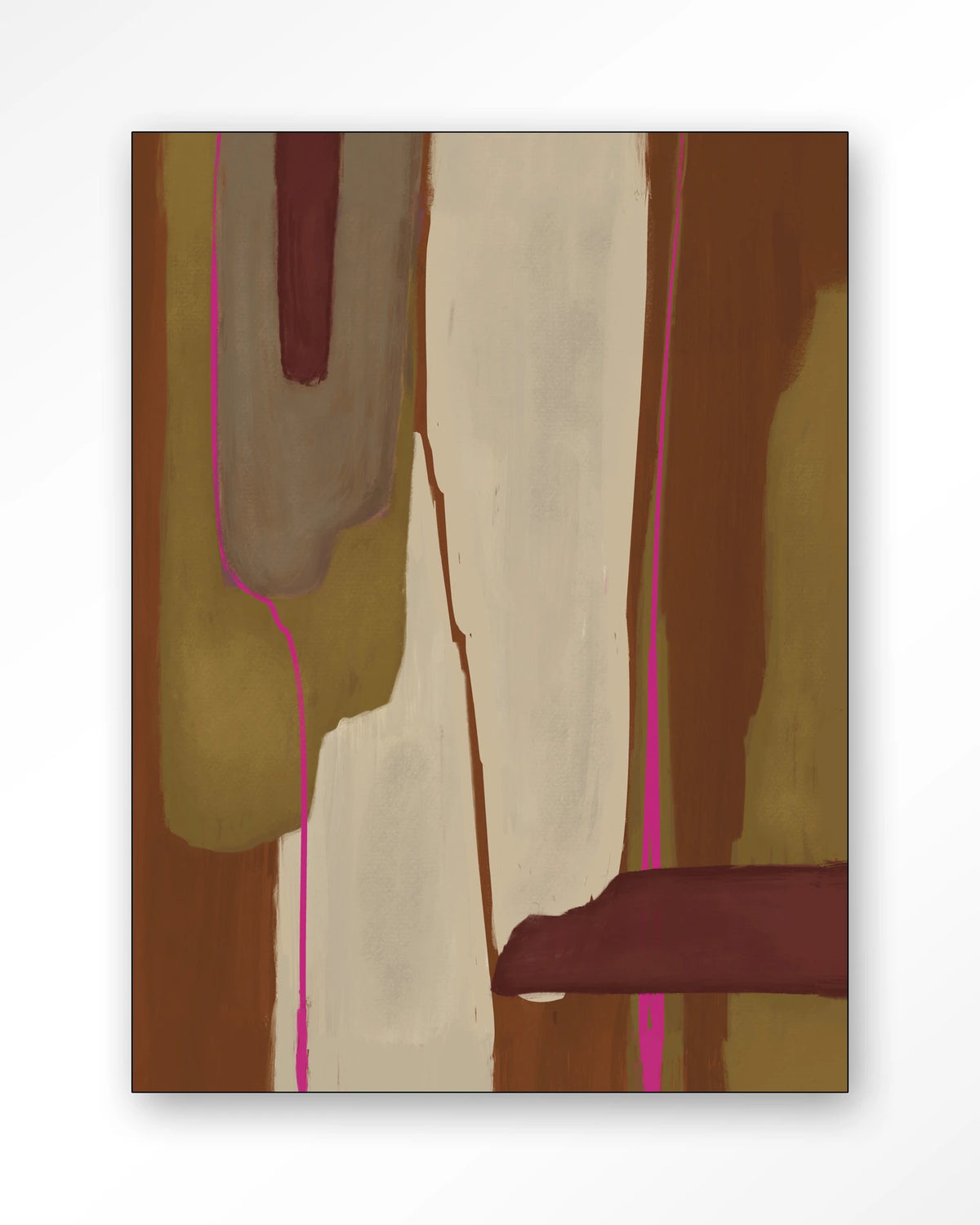 Zafra – abstract in oker en bordeaux – Wandkleed – Frame – zwart