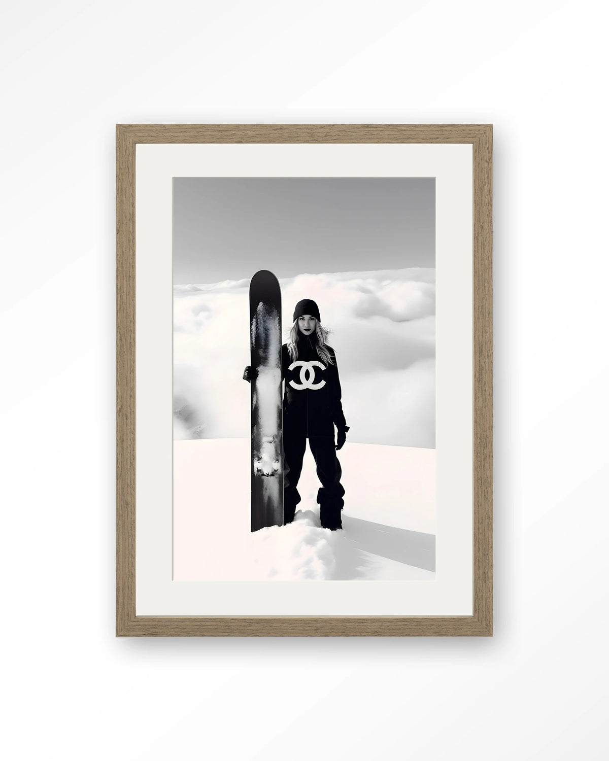 Snow Girl – Art print – Hout bruin + passe-partout