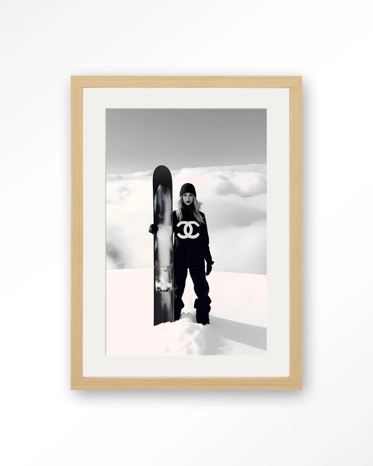 Snow Girl – Art print – Hout naturel + passe-partout