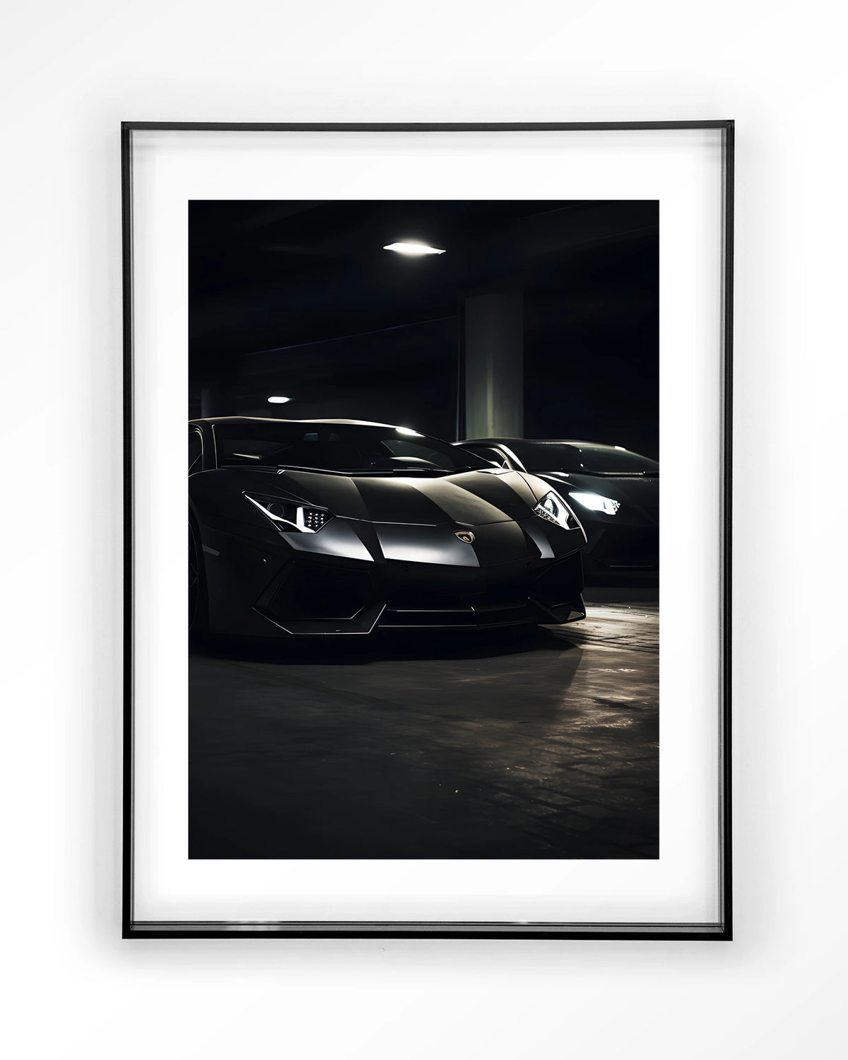 Luxury Garage – zwarte sportwagens in garage – Art print – Acryl zwart