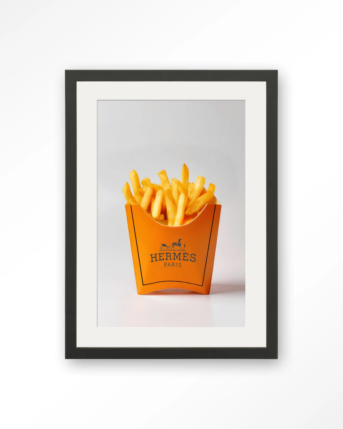 Hermes Fries – Art print – Hout zwart + passe-partout