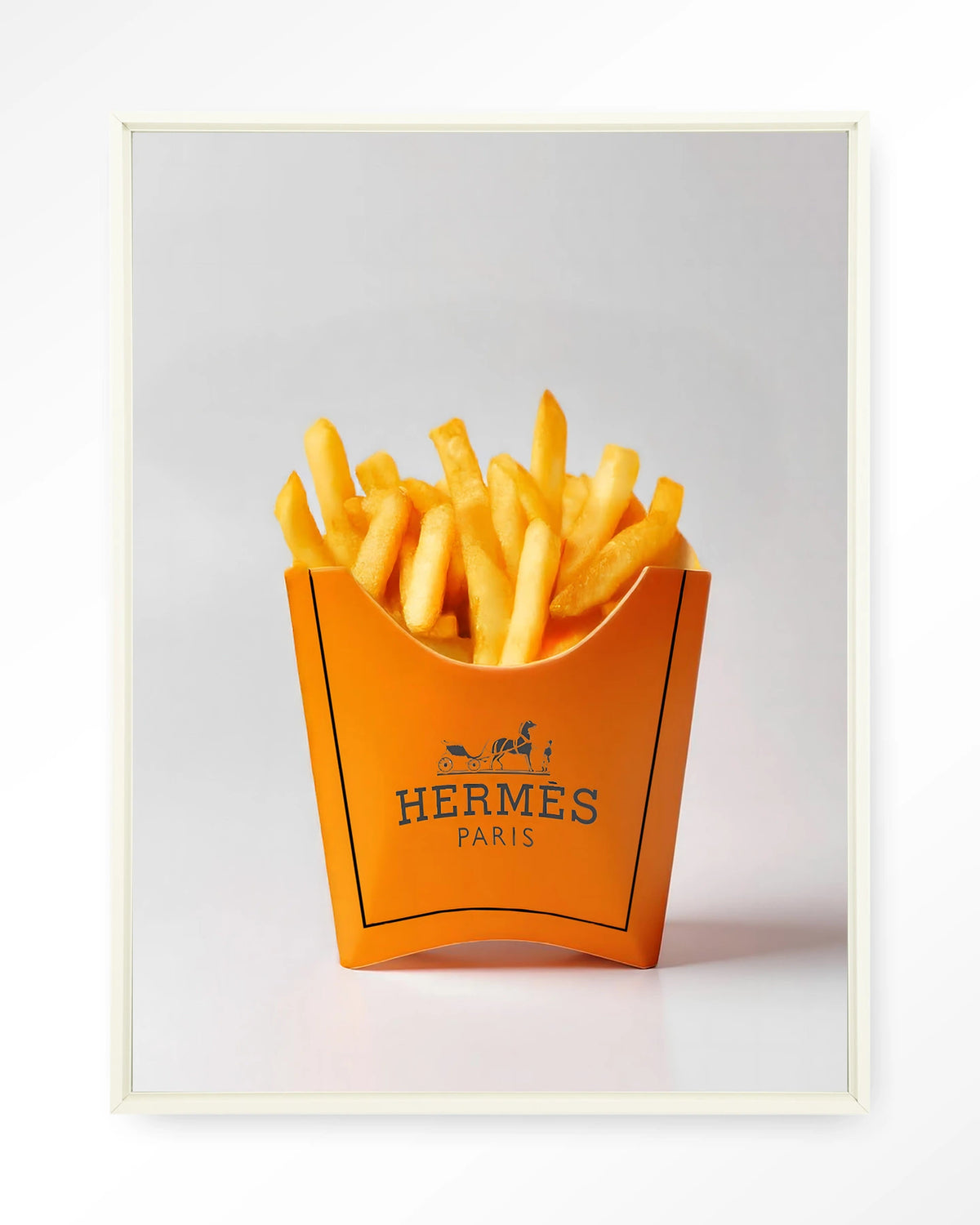 Hermes Fries – Wandkleed – Floating frame – wit