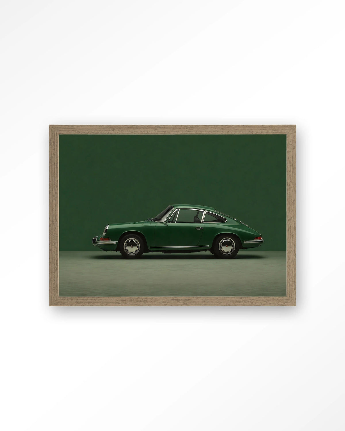 Green Porsche – Art print – Hout bruin