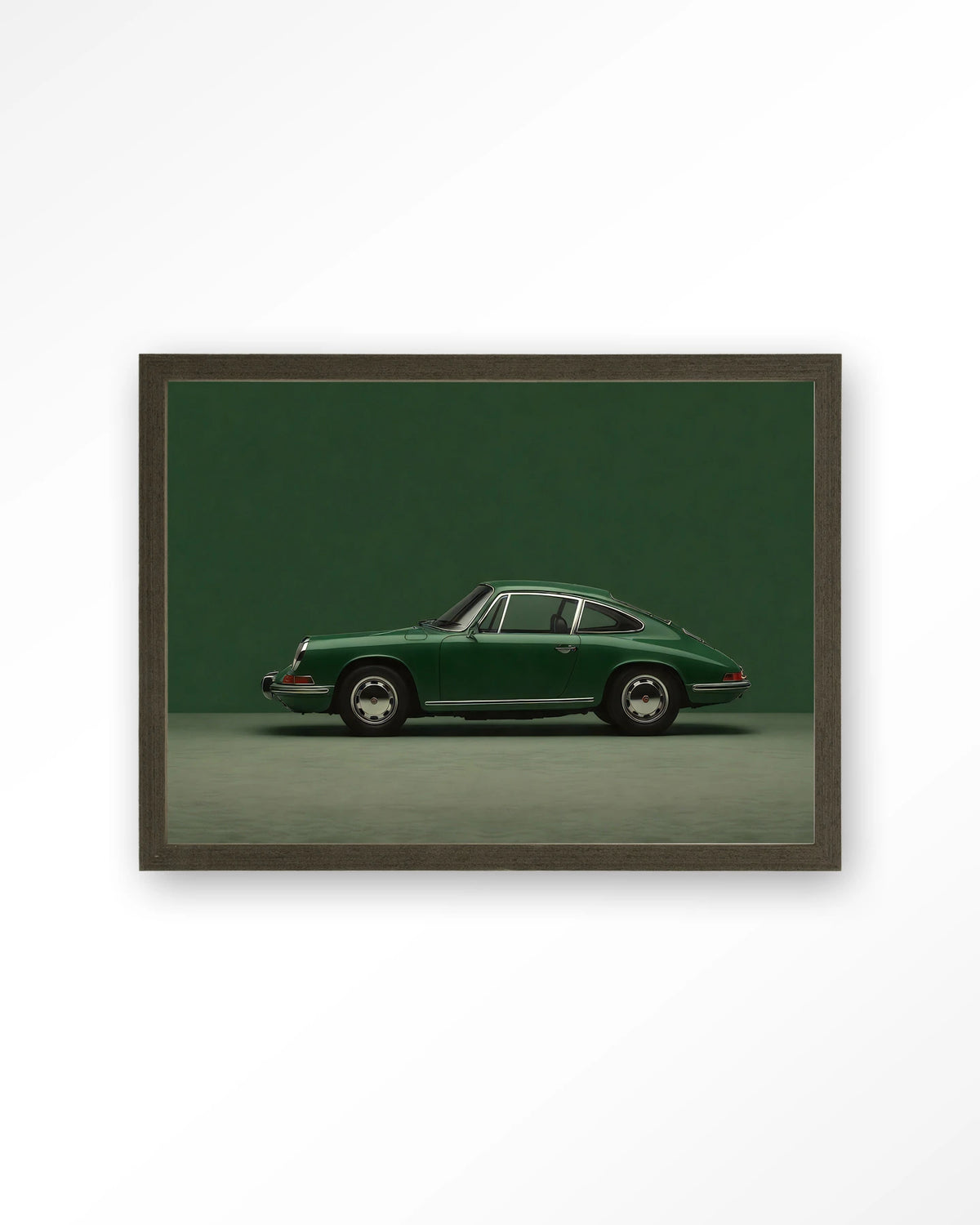 Green Porsche – Art print – Hout donkerbruin