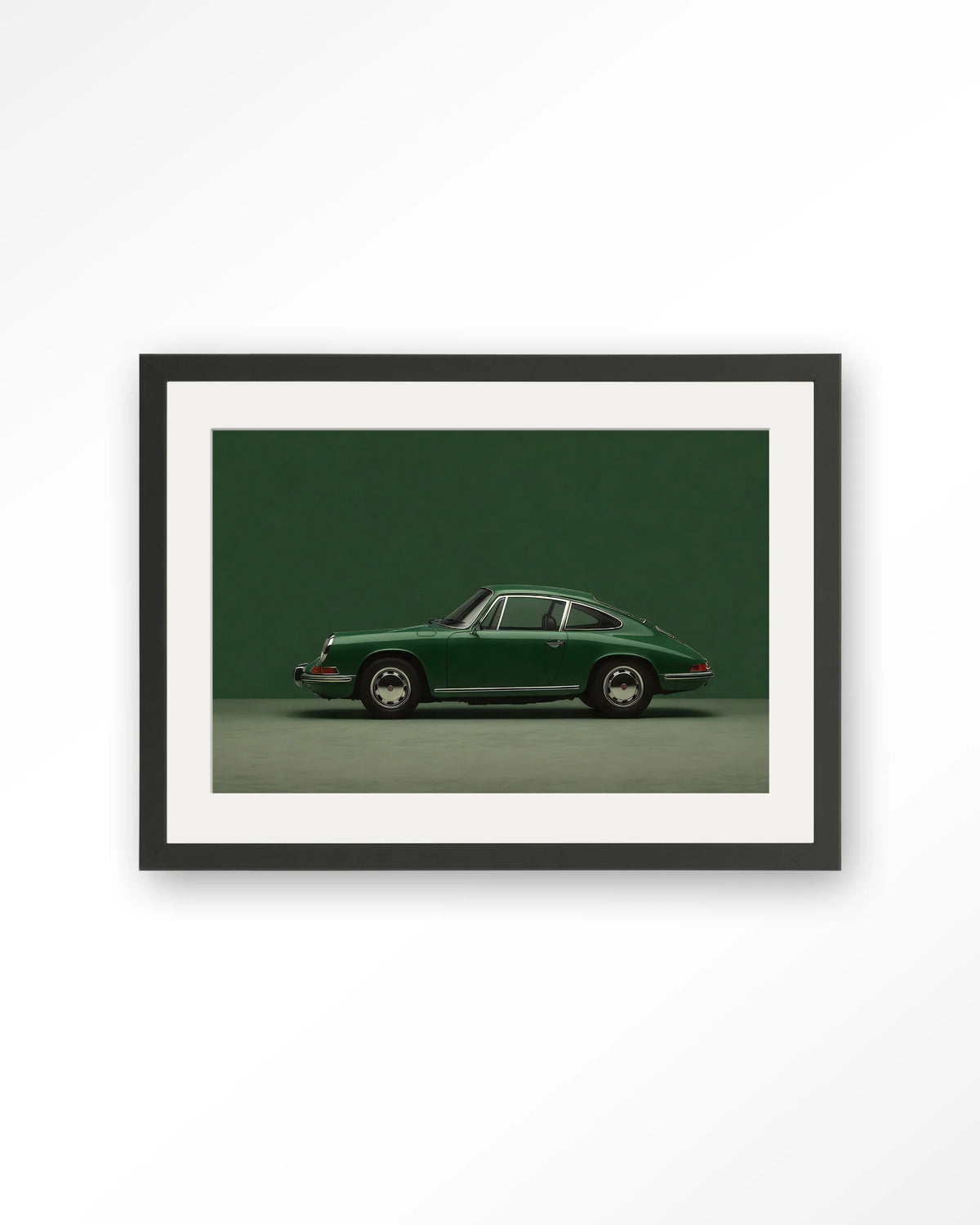 Green Porsche – Art print – Hout zwart + passe-partout