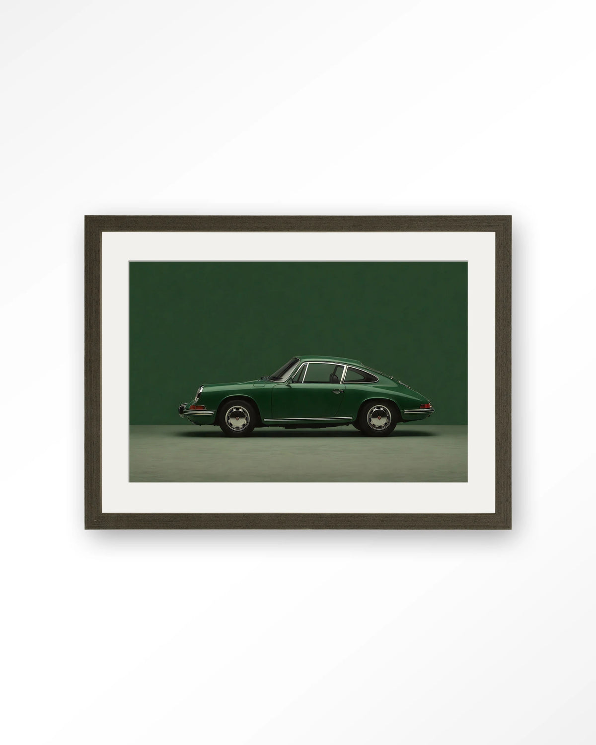 Green Porsche – Art print – Hout donkerbruin + passe-partout