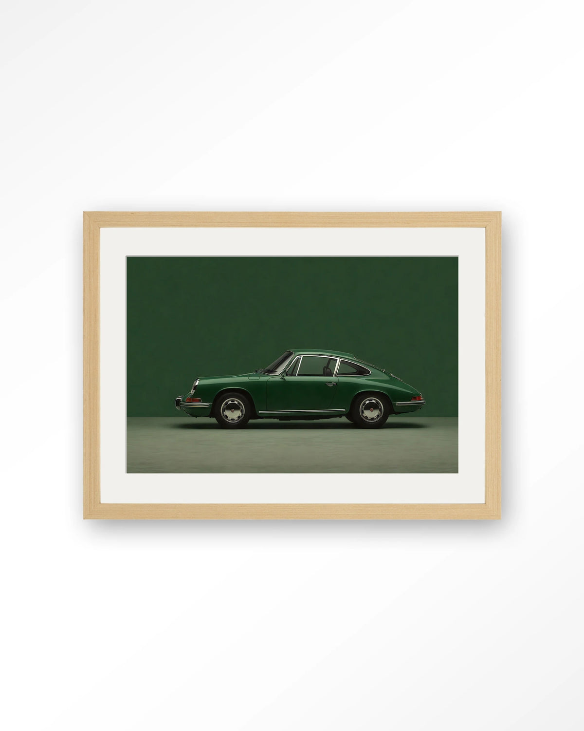 Green Porsche – Art print – Hout naturel + passe-partout