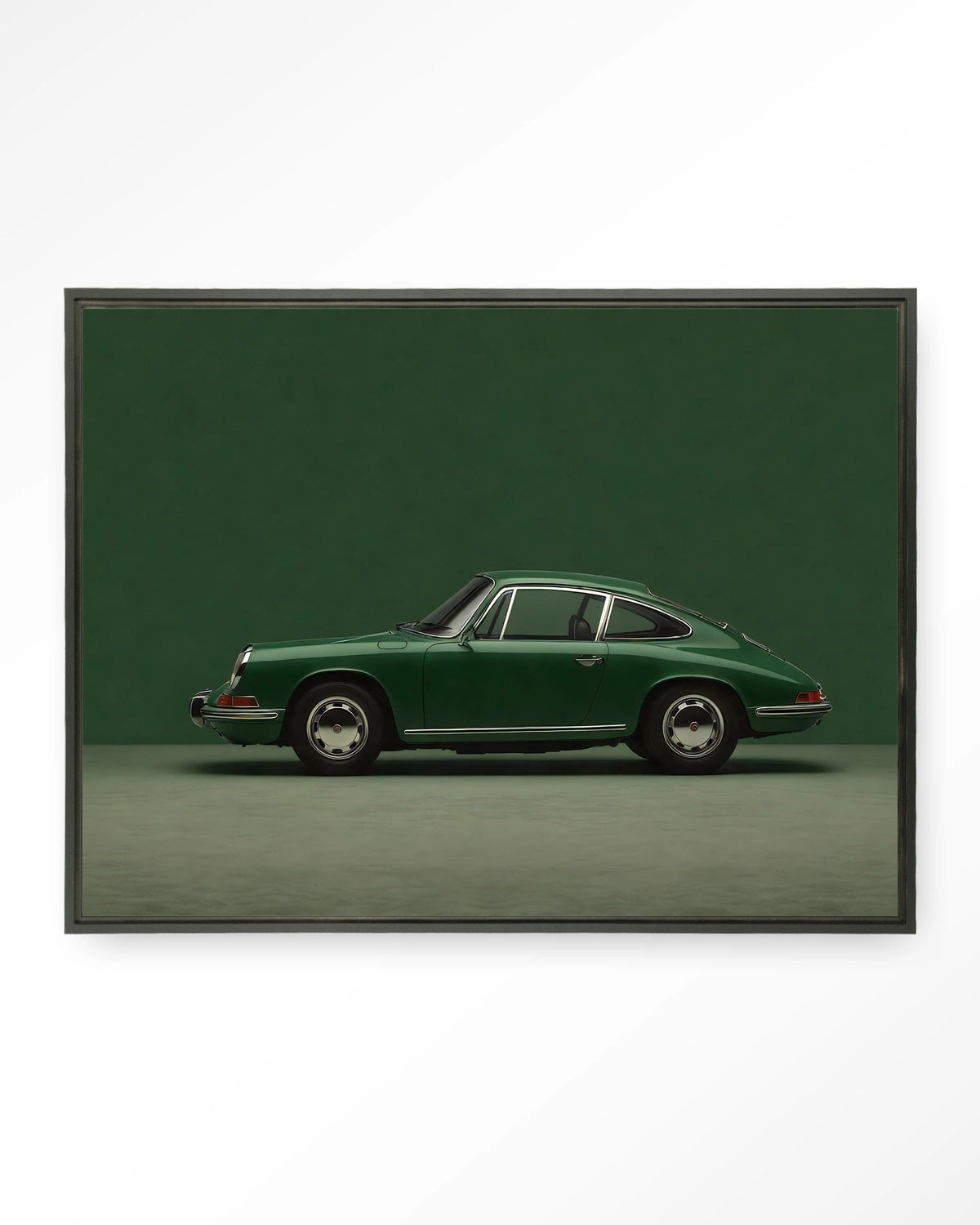 Green Porsche – Wandkleed – Floating frame – zwart