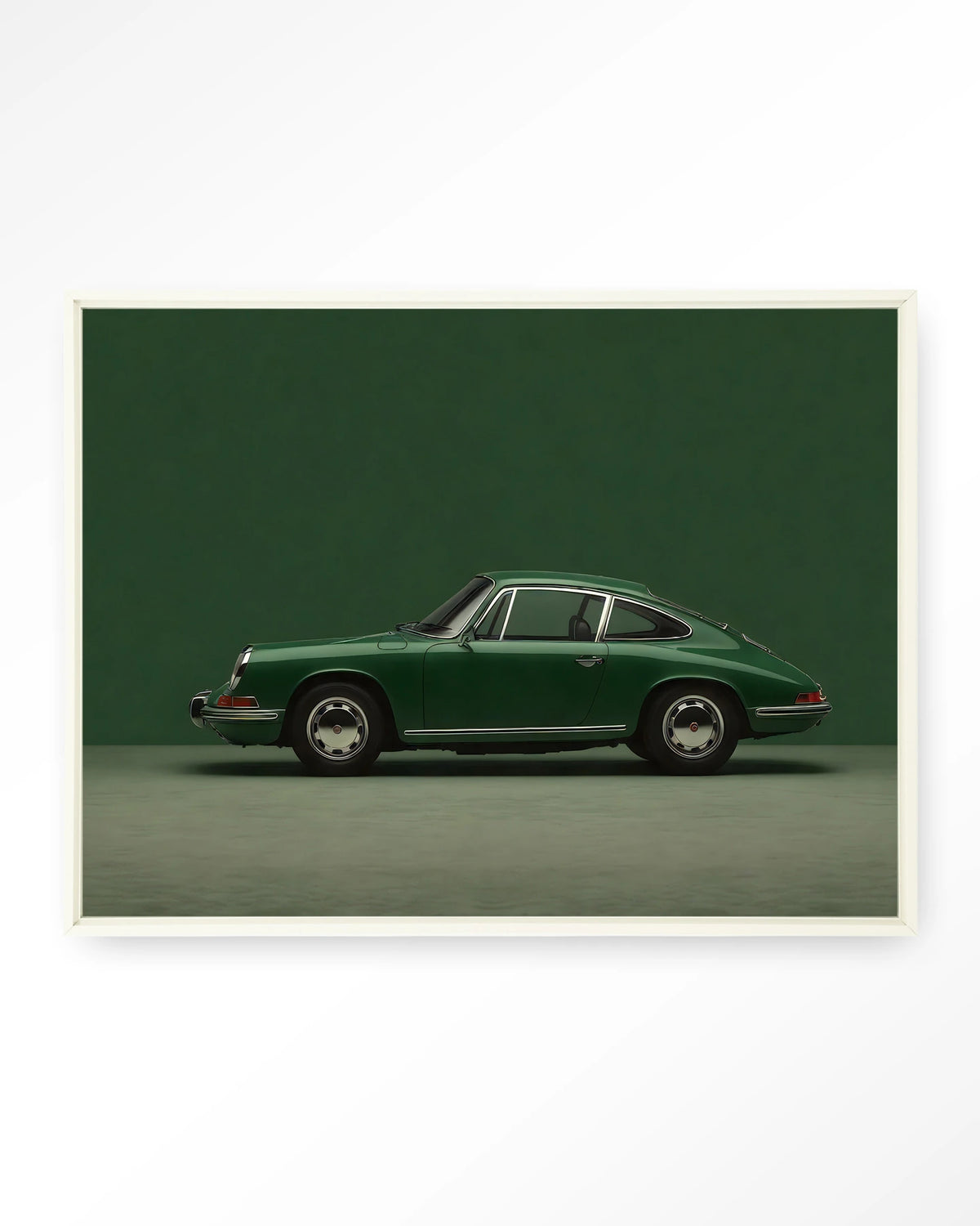 Green Porsche – Wandkleed – Floating frame – wit