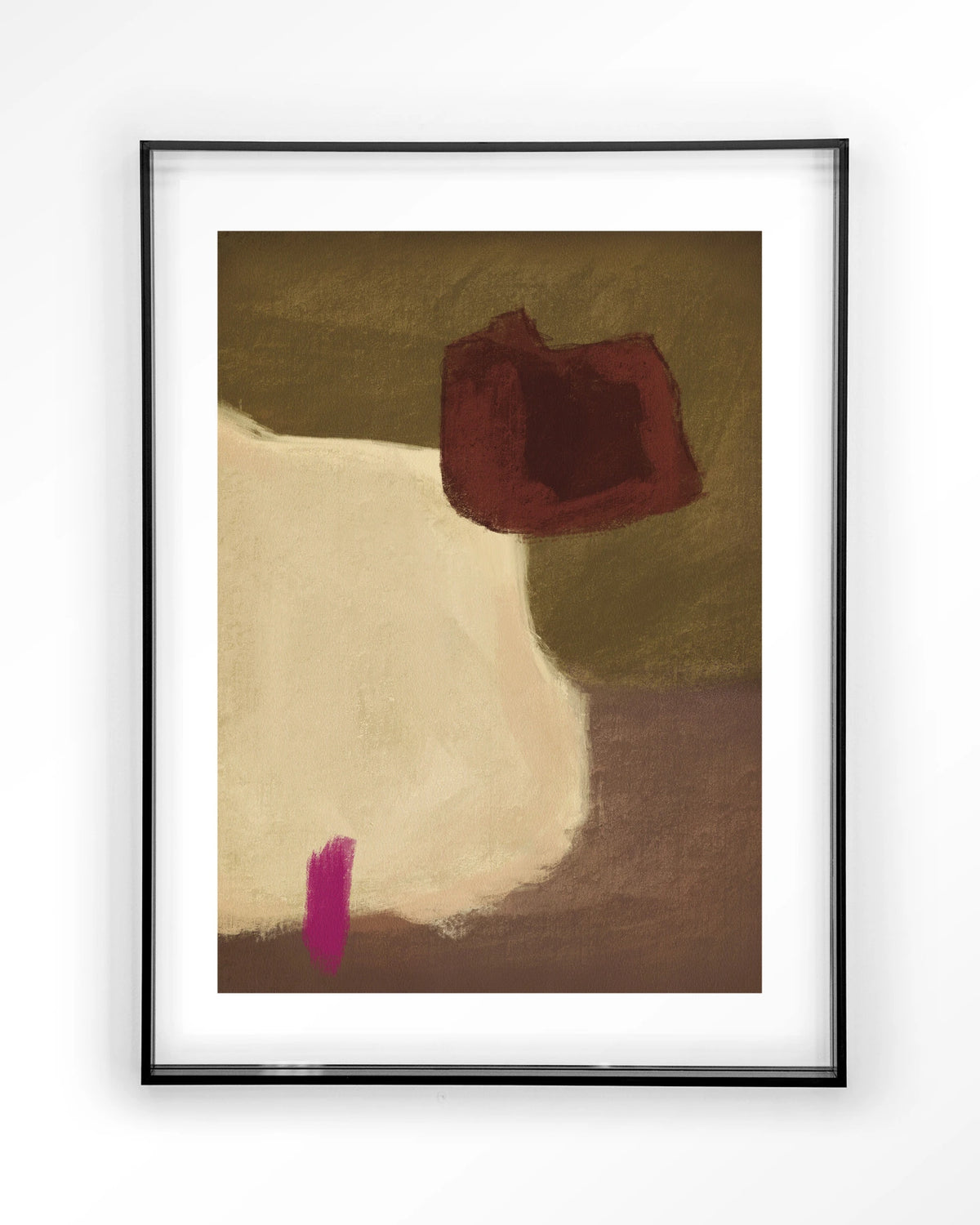 Navia – abstract in beige en bordeaux – Art print – Acryl zwart
