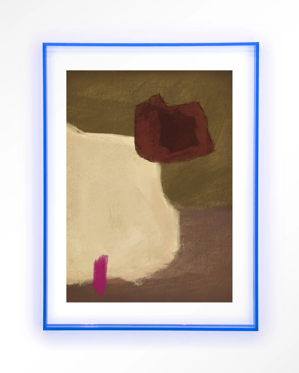 Navia – abstract in beige en bordeaux – Art print – Acryl lichtblauw