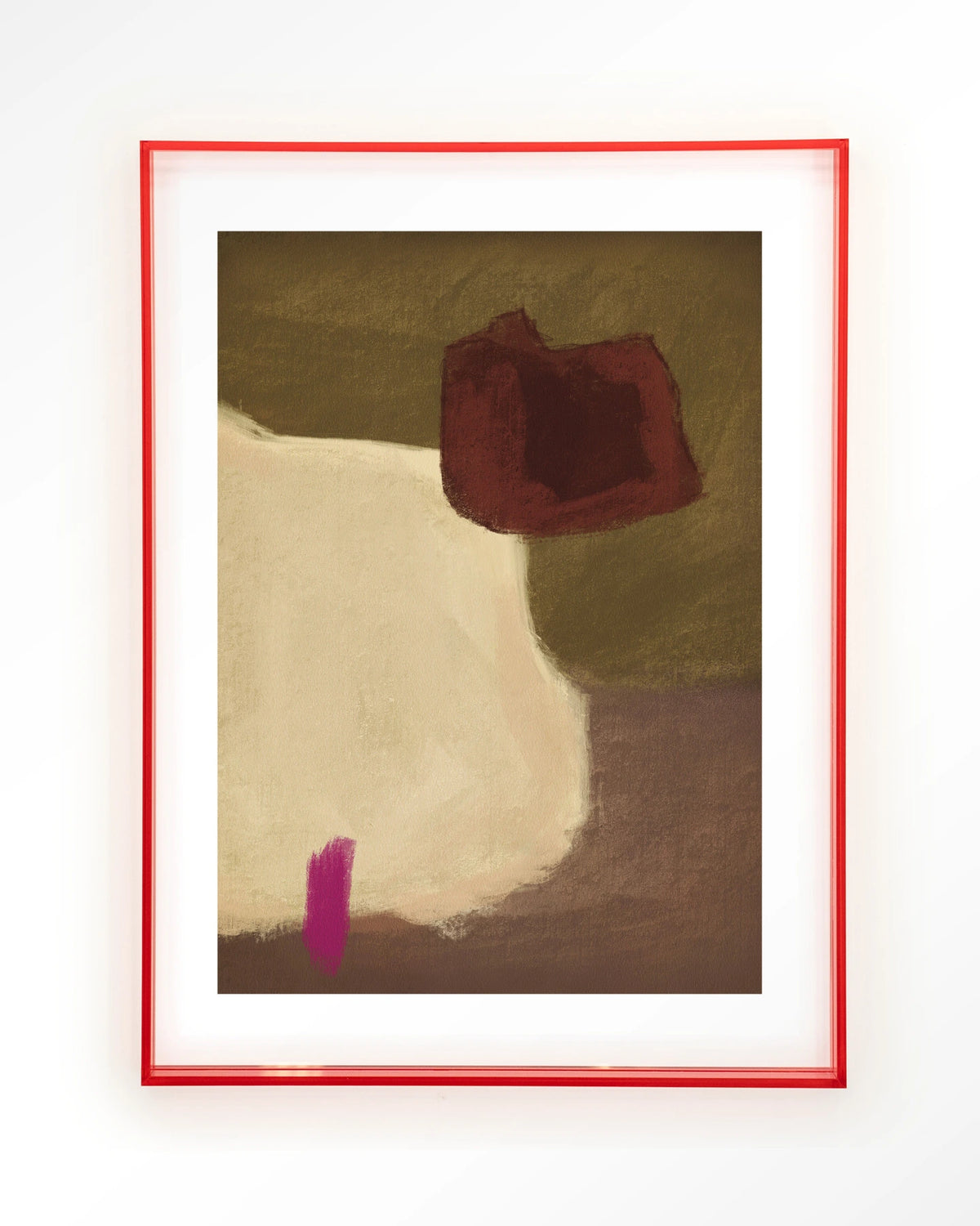 Navia – abstract in beige en bordeaux – Art print – Acryl roze