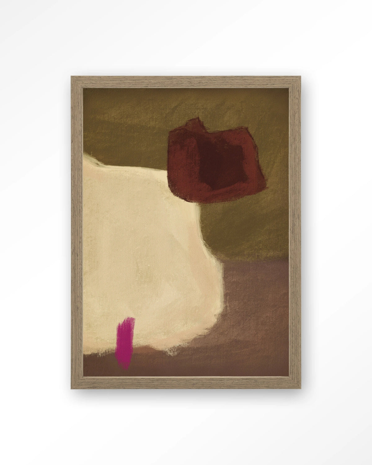Navia – abstract in beige en bordeaux – Art print – Hout bruin
