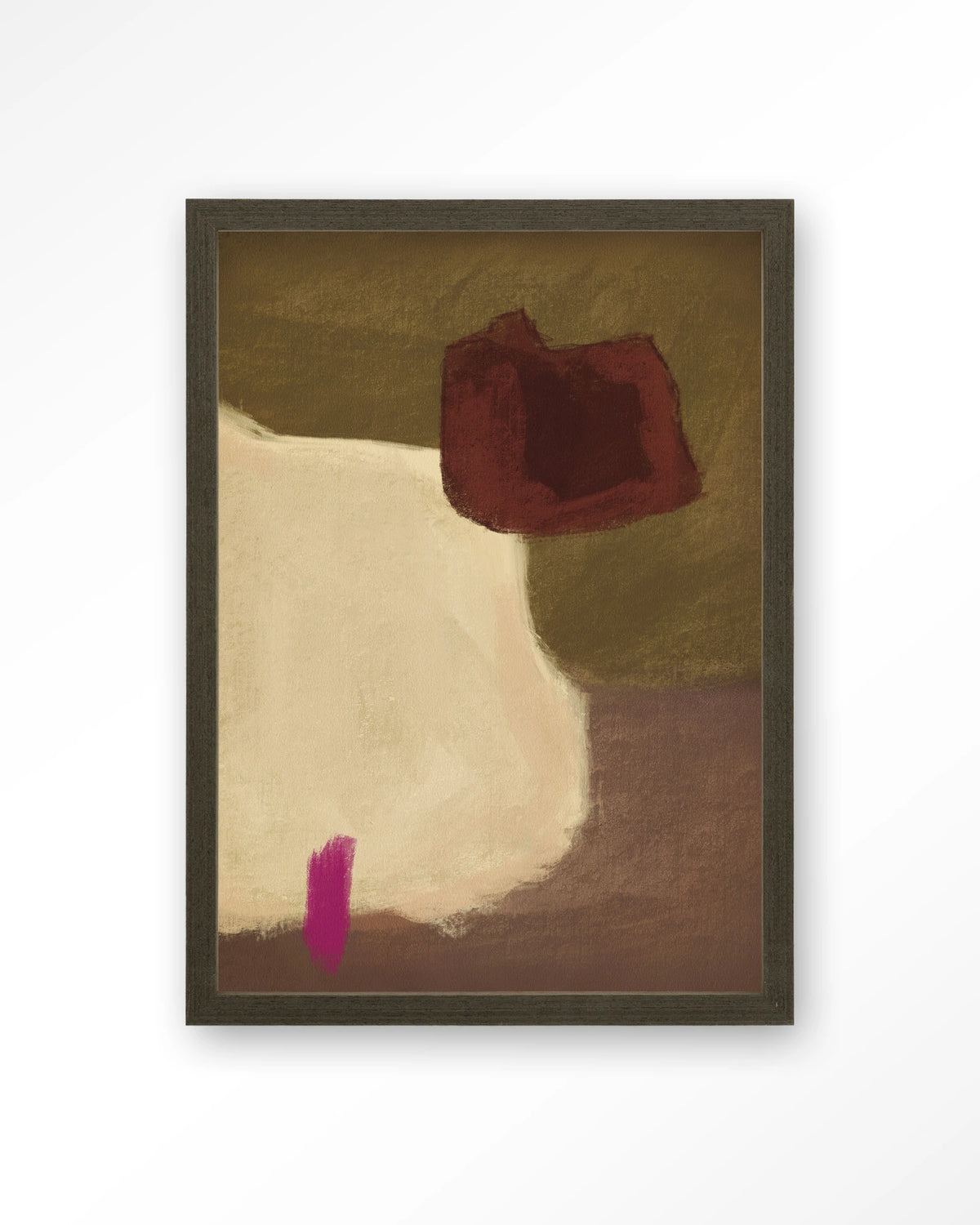 Navia – abstract in beige en bordeaux – Art print – Hout donkerbruin