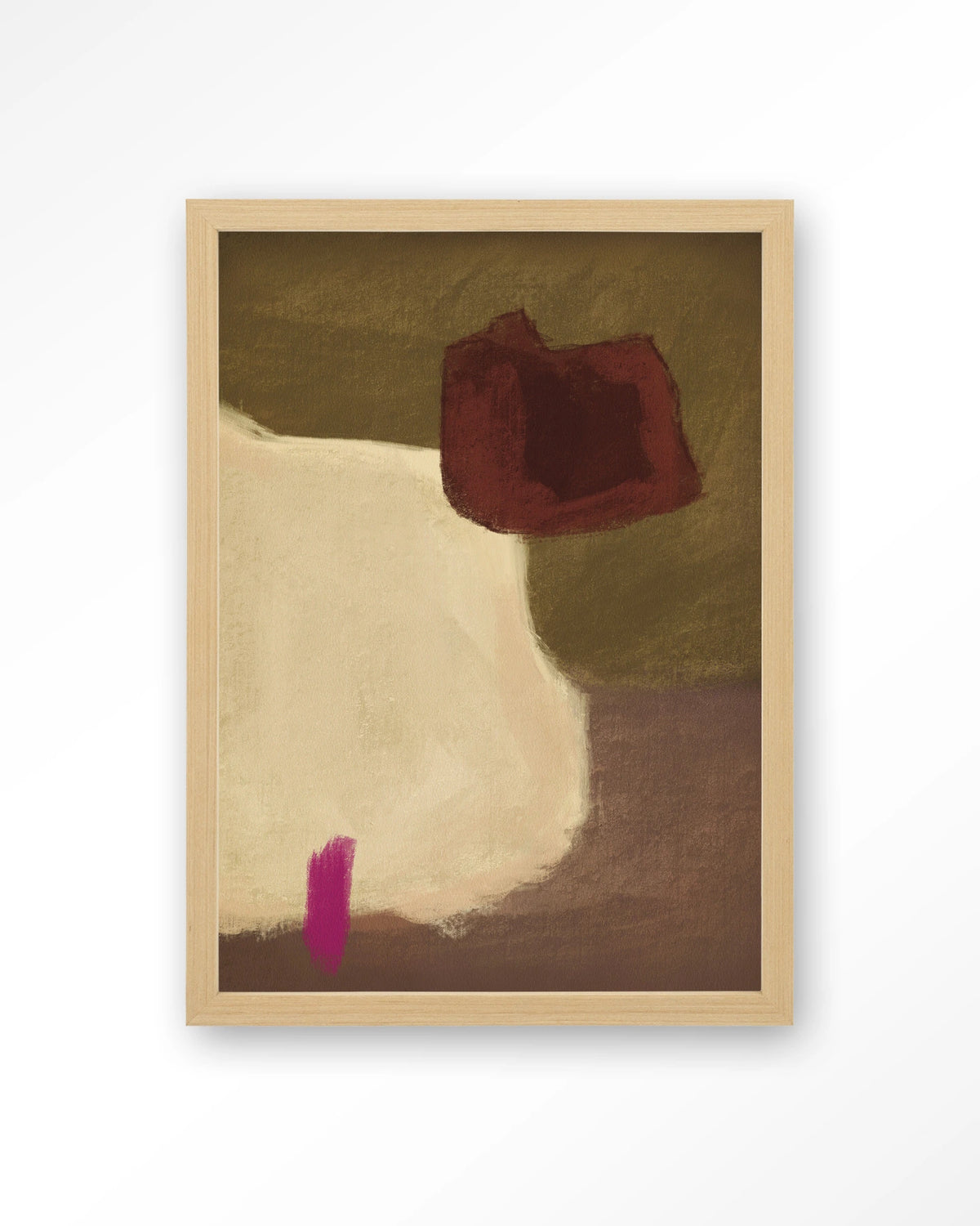 Navia – abstract in beige en bordeaux – Art print – Hout naturel