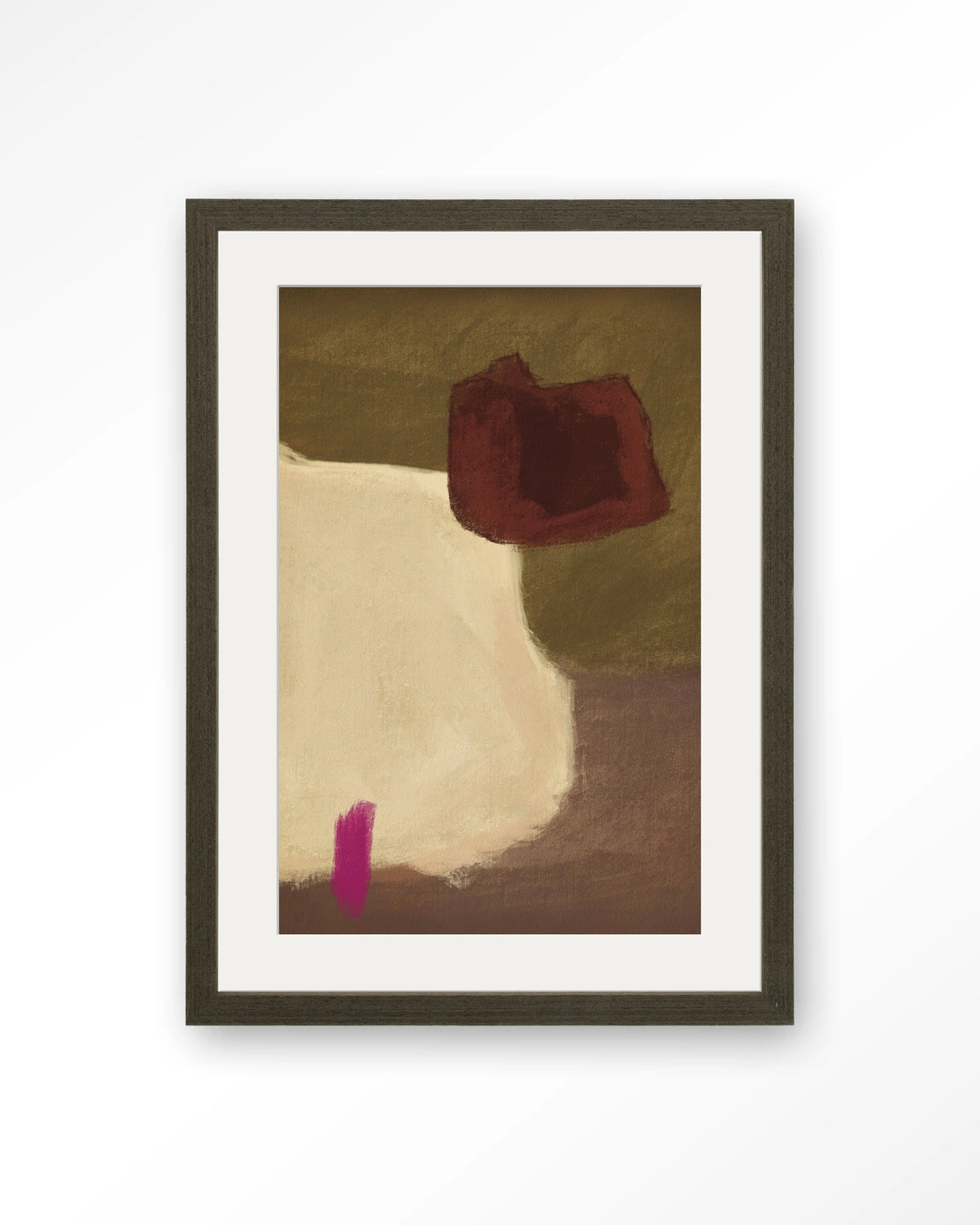 Navia – abstract in beige en bordeaux – Art print – Hout donkerbruin + passe-partout