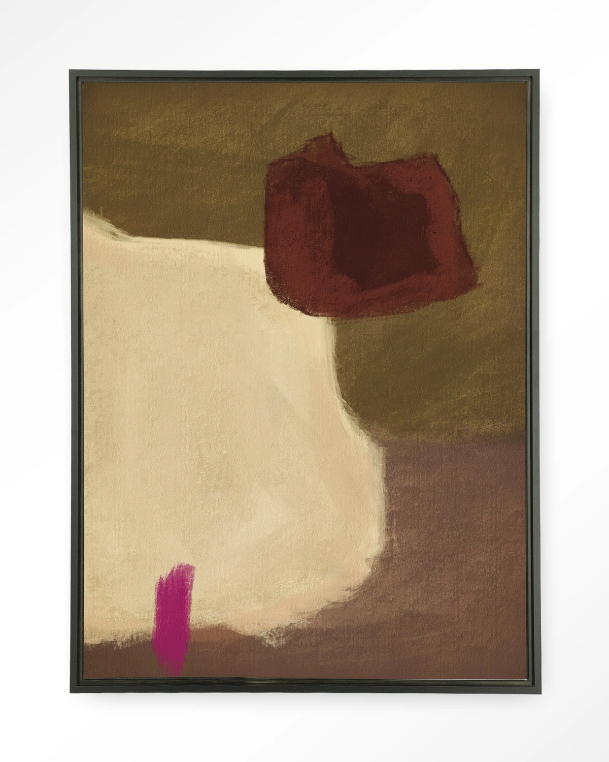 Navia – abstract in beige en bordeaux – Wandkleed – Floating frame – zwart