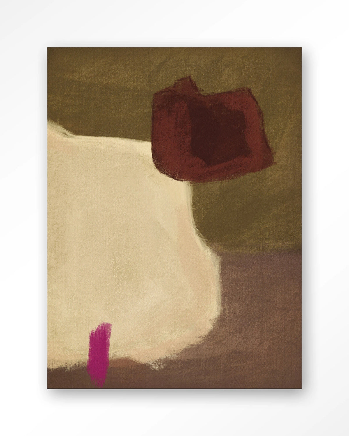 Navia – abstract in beige en bordeaux – Wandkleed – Frame – zwart