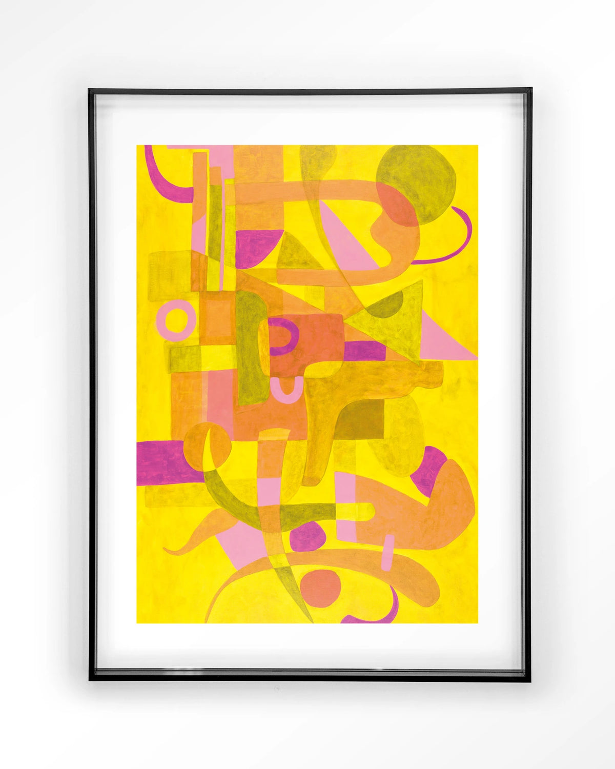 Otono Dorado – abstract in geel en roze – Art print – Acryl zwart