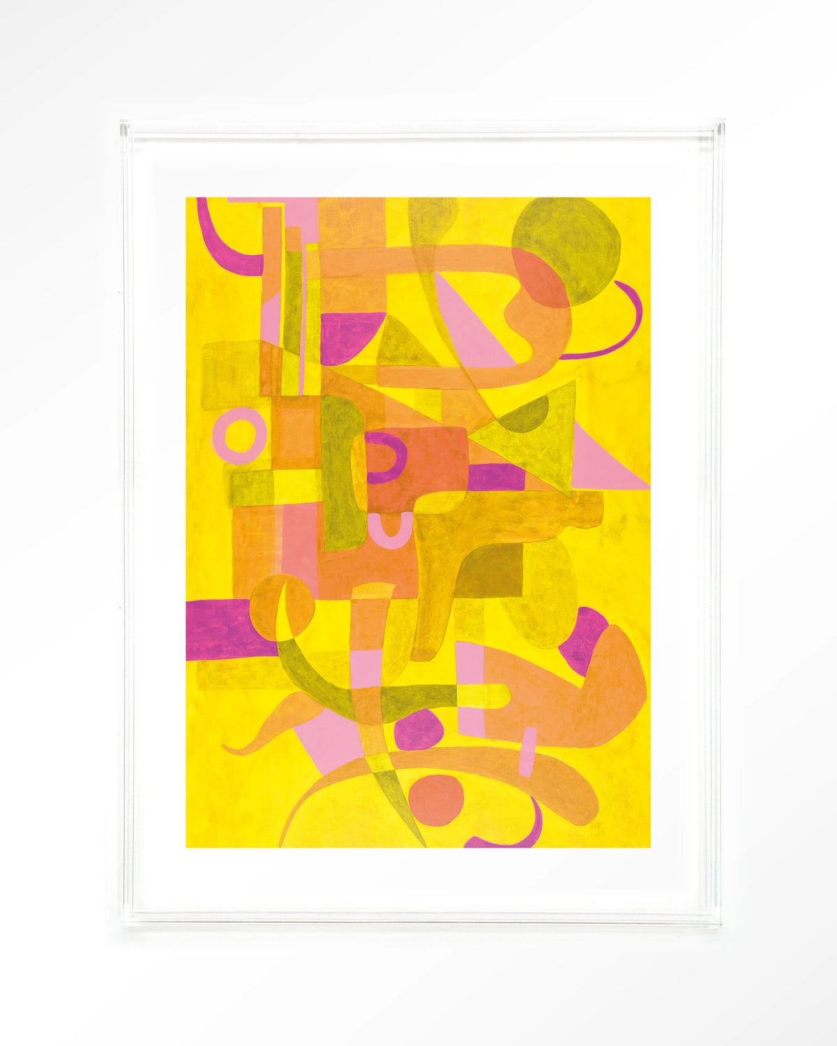 Otono Dorado – abstract in geel en roze – Art print – Acryl doorzichtig