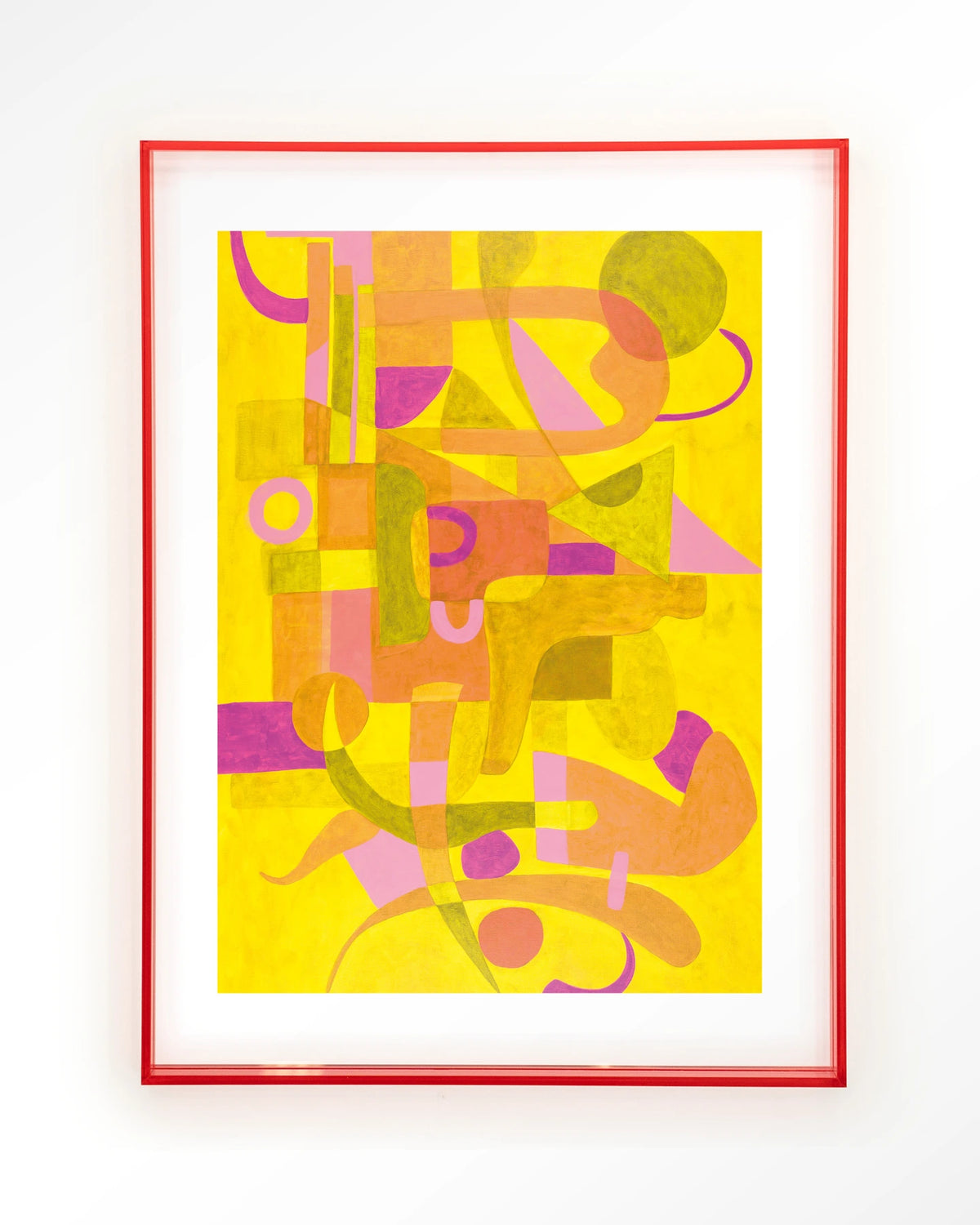 Otono Dorado – abstract in geel en roze – Art print – Acryl roze
