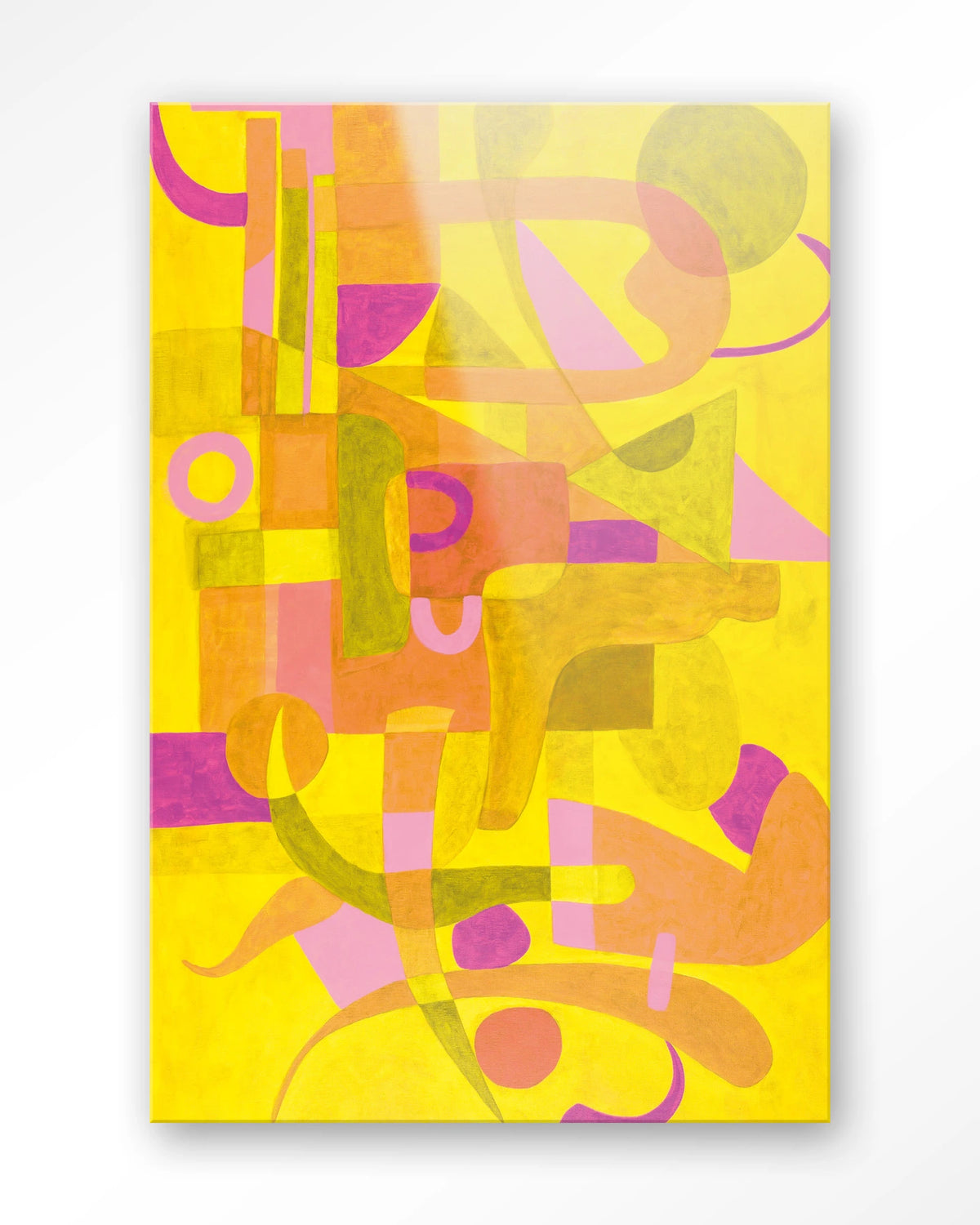 Otono Dorado – abstract in geel en roze – Glas – Blinde montage