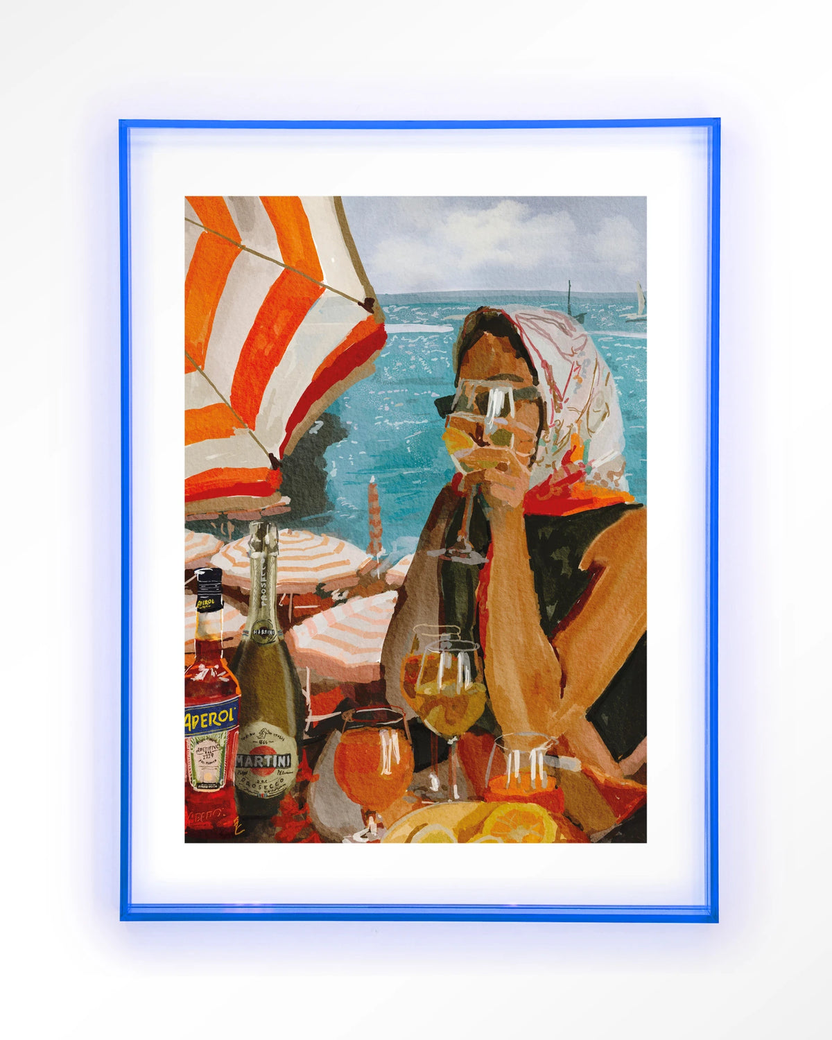 Aperol o'clock – Art print – Acryl lichtblauw
