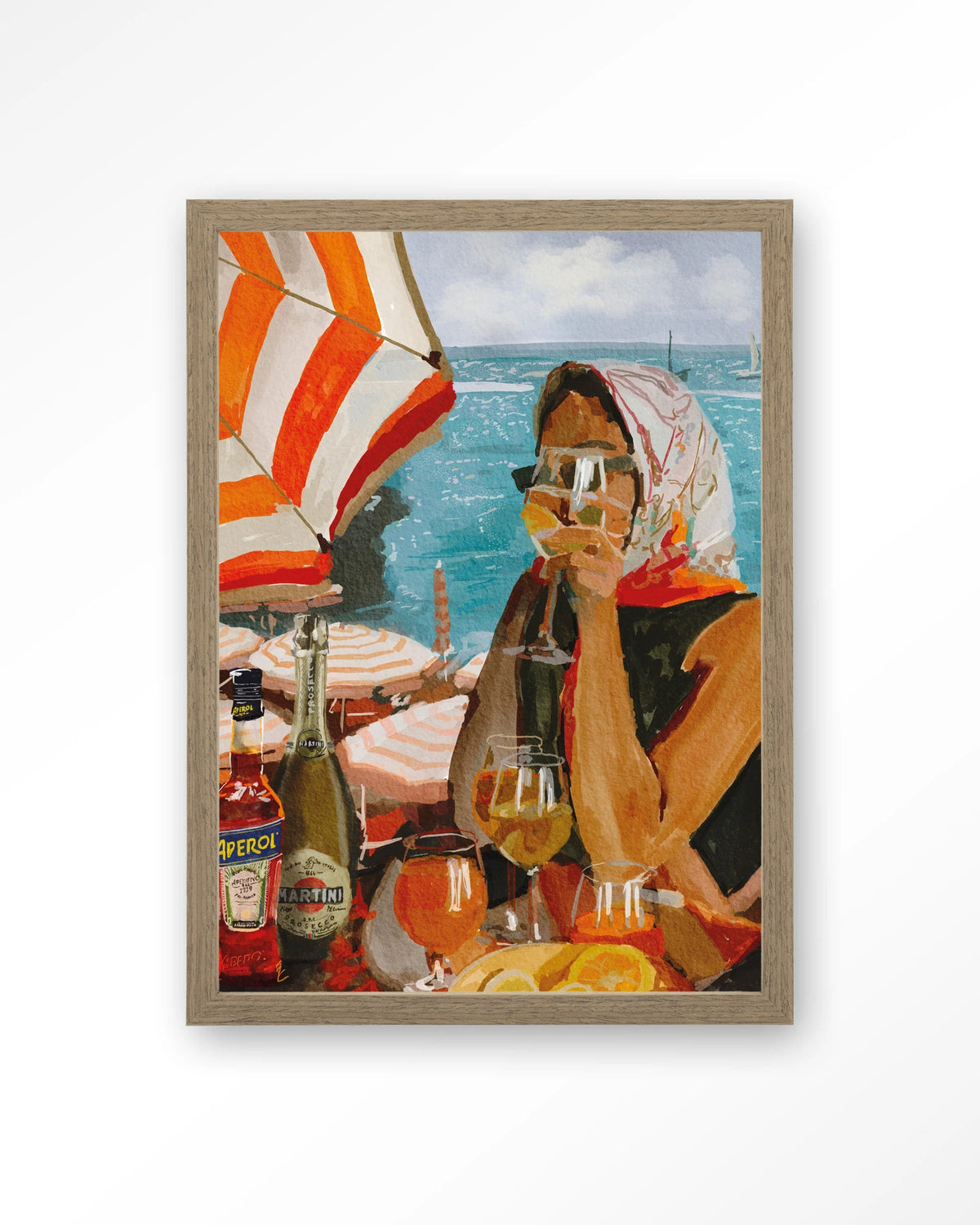 Aperol o'clock – Art print – Hout bruin