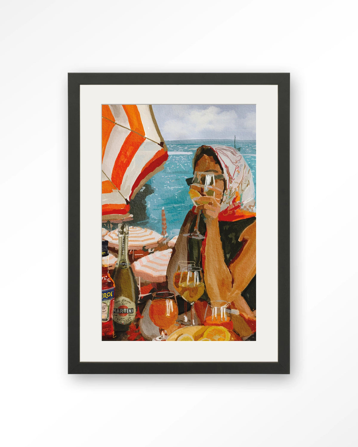 Aperol o'clock – Art print – Hout zwart + passe-partout