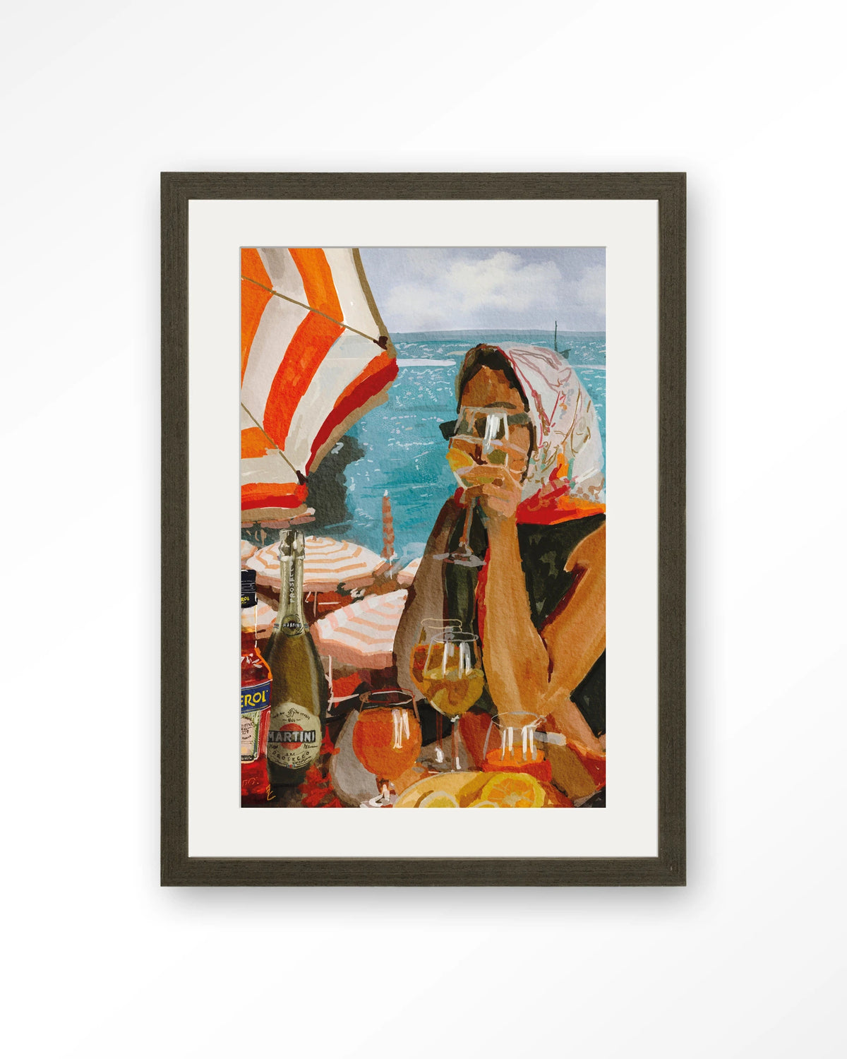 Aperol o'clock – Art print – Hout donkerbruin + passe-partout