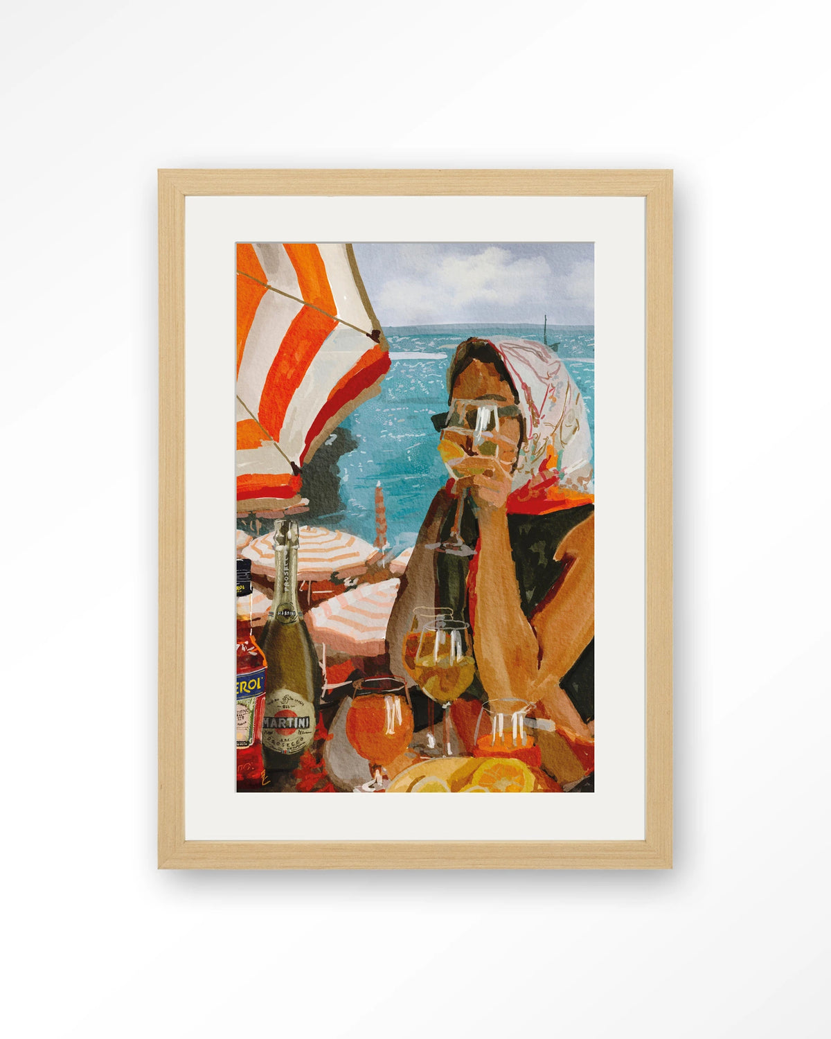 Aperol o'clock – Art print – Hout naturel + passe-partout