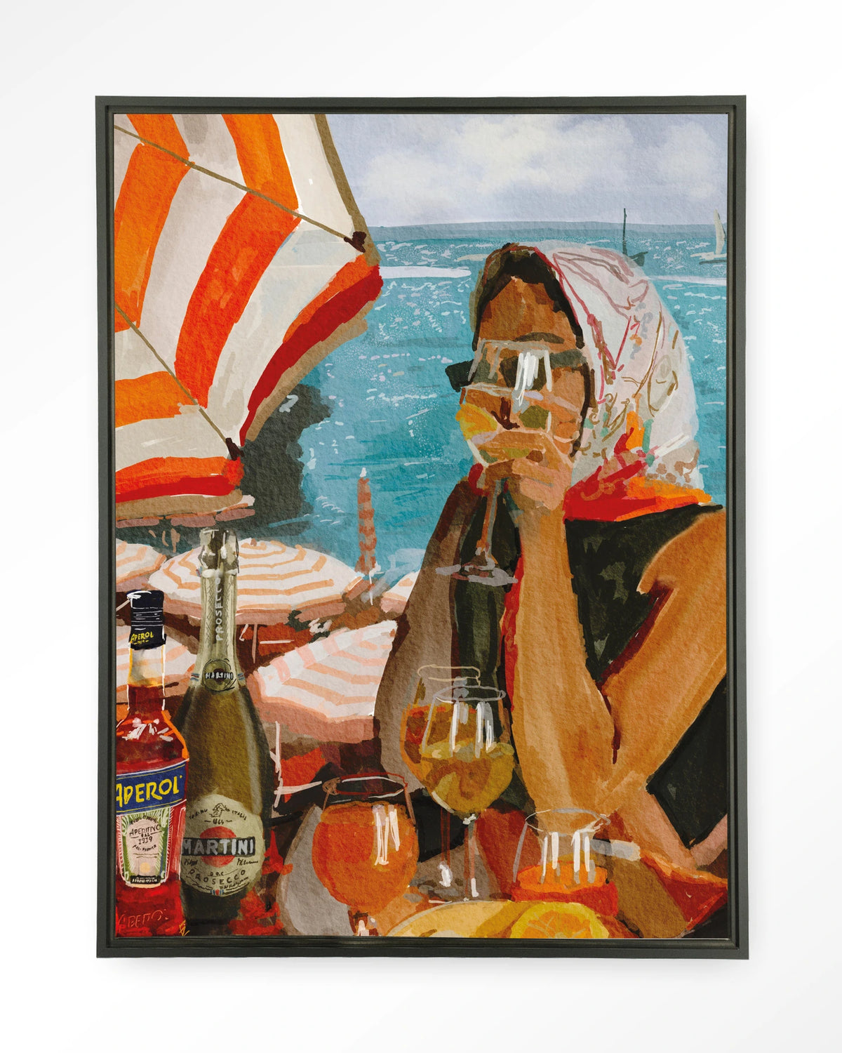 Aperol o'clock – Wandkleed – Floating frame – zwart