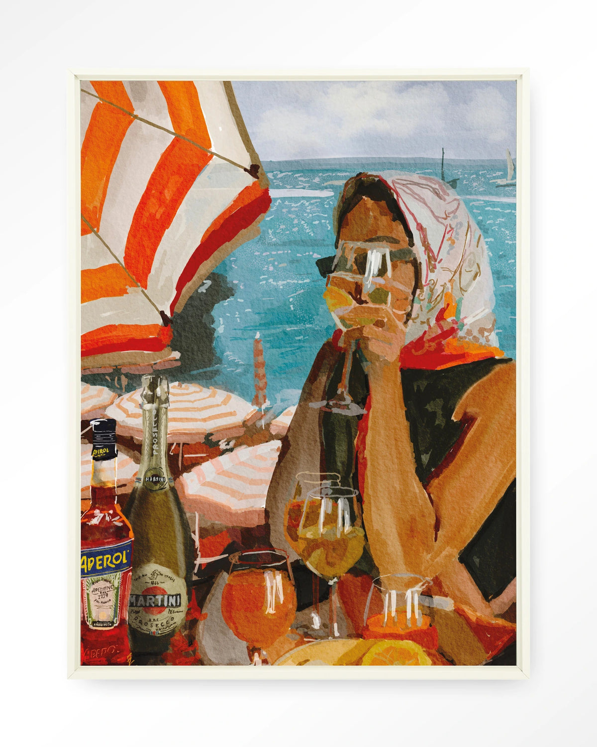 Aperol o'clock – Wandkleed – Floating frame – wit