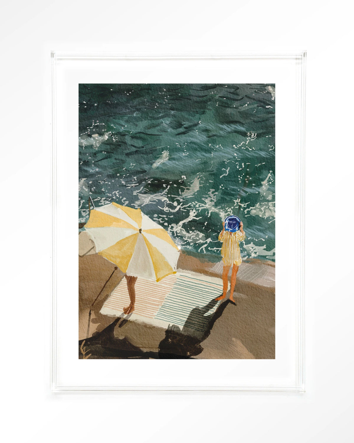 Between The Sun And Storm – strand met parasol en zee – Art print – Acryl doorzichtig