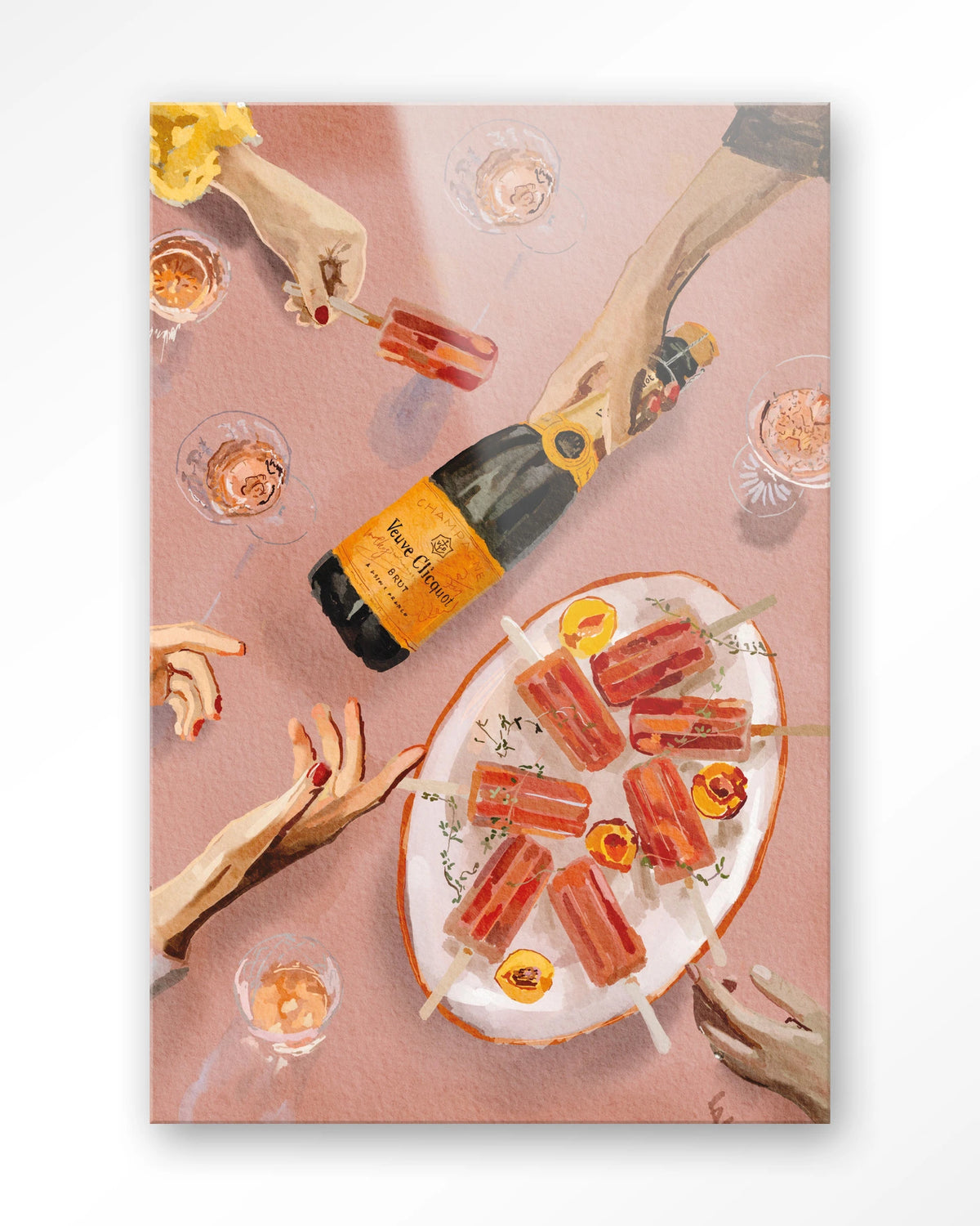 Champagne And Icecreams – champagne en ijslolly's in roze – Glas – Blinde montage