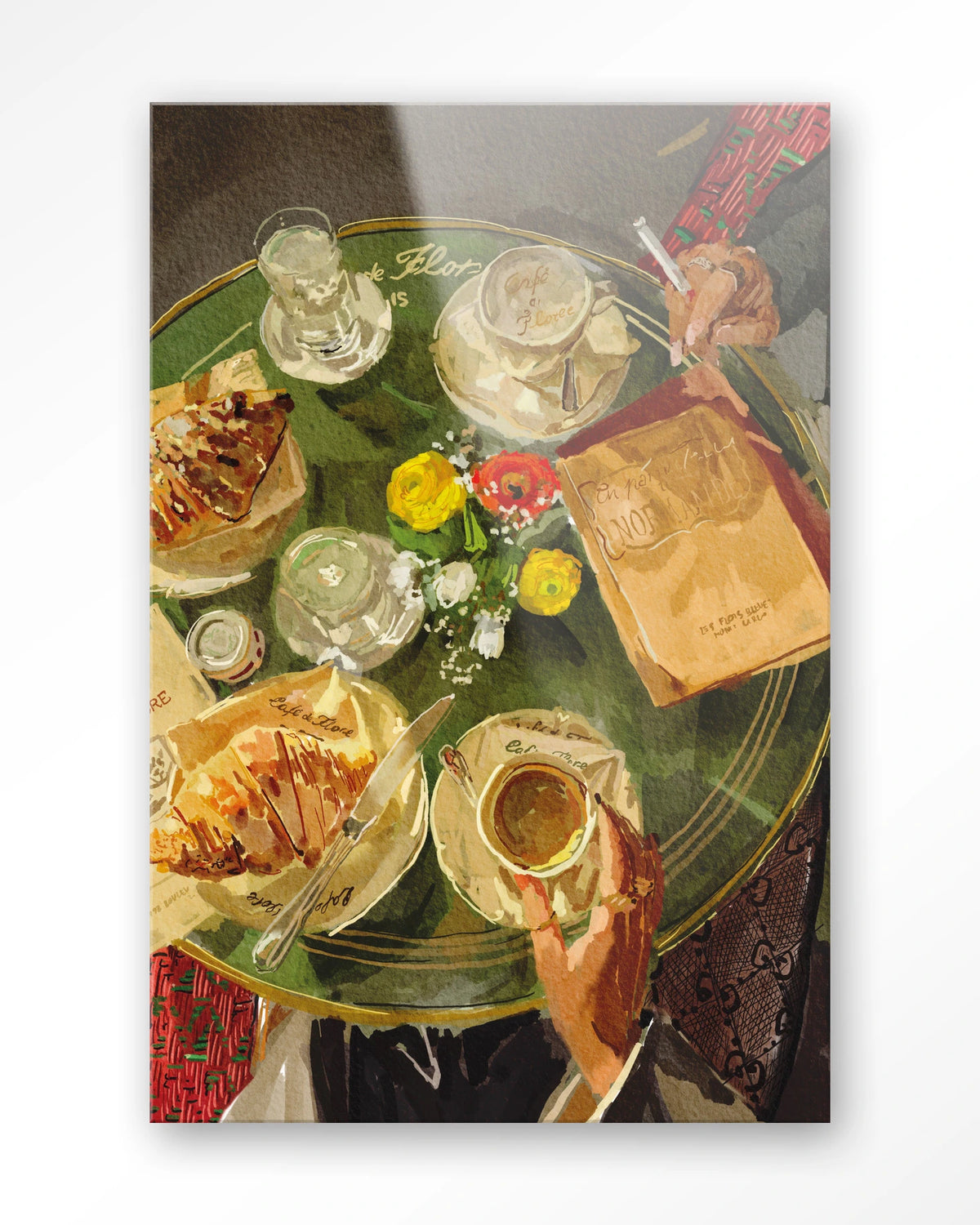 Croissants At Cafe de Flore – croissants en koffie op caféterras – Glas – Blinde montage