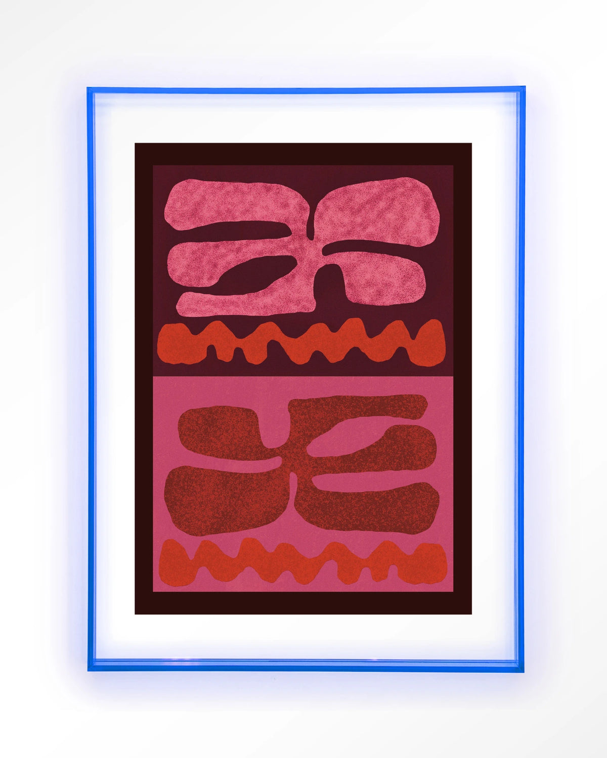 Groovy Pink – abstract in roze en rood – Art print – Acryl lichtblauw