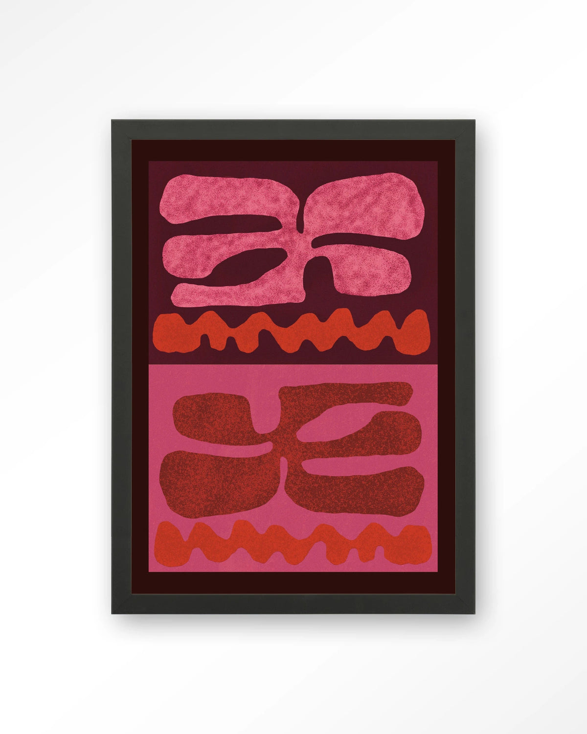 Groovy Pink – abstract in roze en rood – Art print – Hout zwart