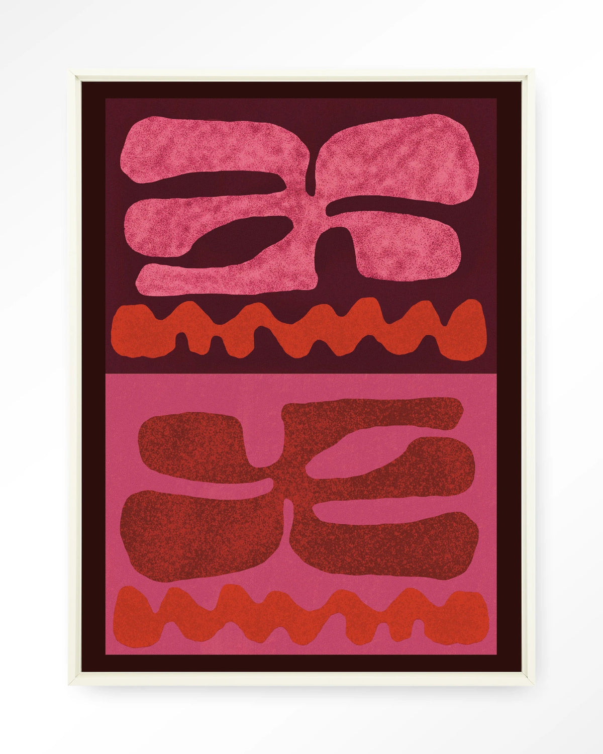 Groovy Pink – abstract in roze en rood – Wandkleed – Floating frame – wit