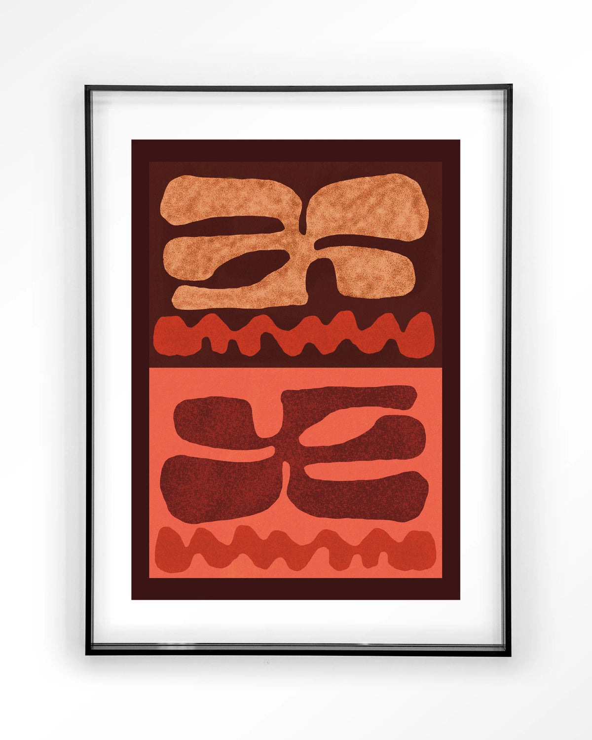 Groovy Neutral – abstract in bruin en oranje – Art print – Acryl zwart