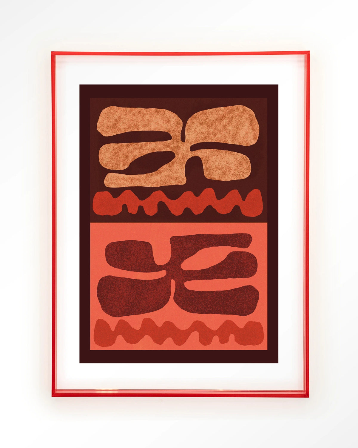 Groovy Neutral – abstract in bruin en oranje – Art print – Acryl roze