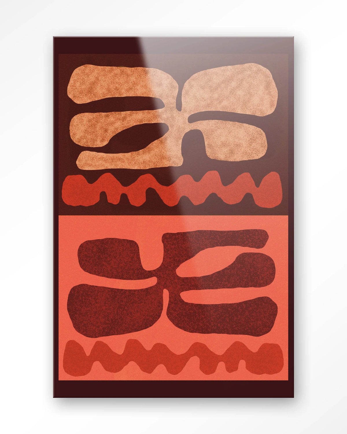 Groovy Neutral – abstract in bruin en oranje – Glas – Blinde montage