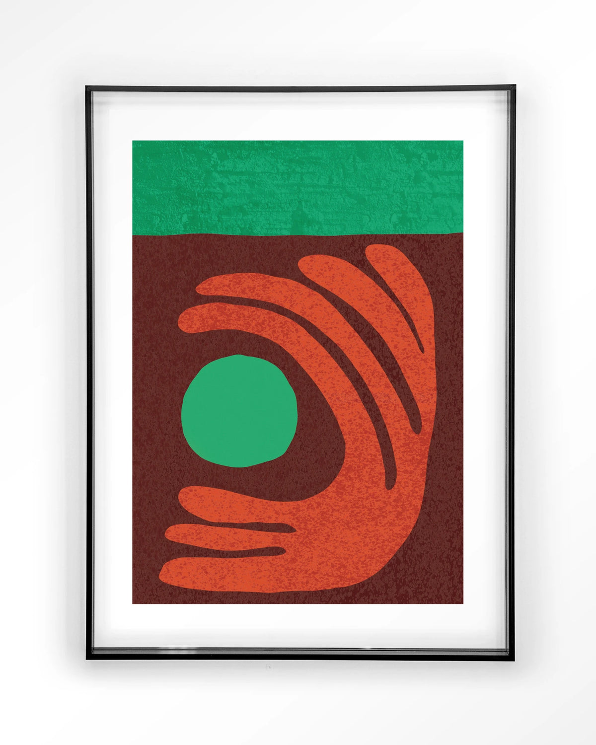 Elements Green – abstract met hand in rood en groen – Art print – Acryl zwart